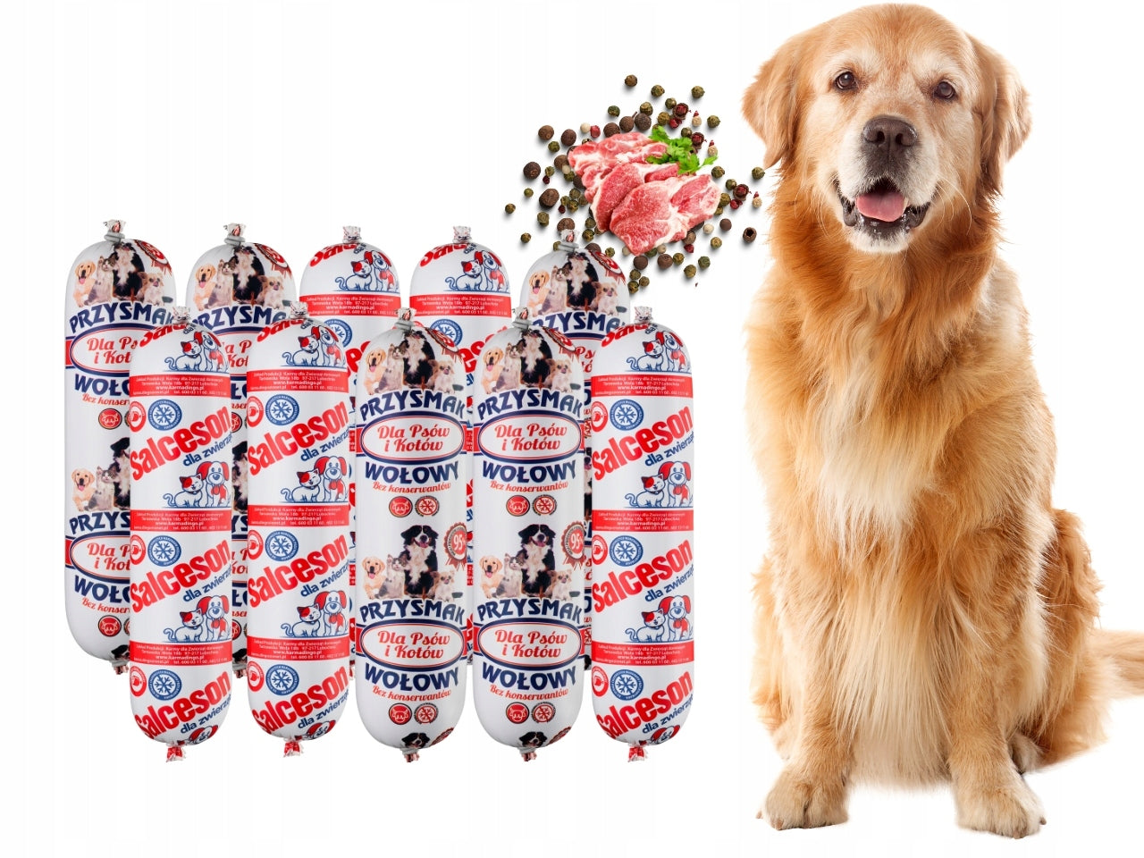 10x1kg Dog Food Bar Treat and Salceson Beef PREMIUM - 95% Meat