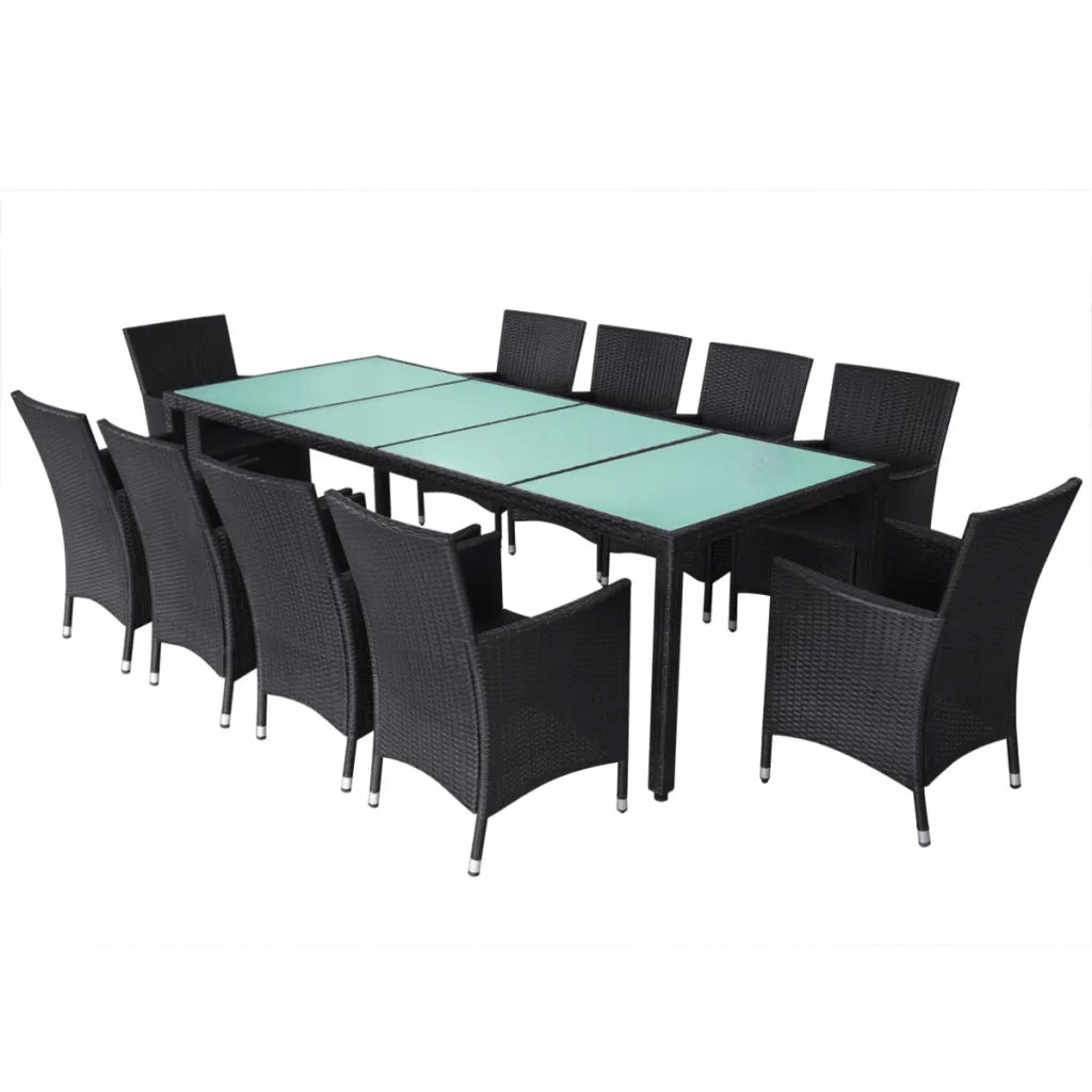 11-Piece Garden Furniture Set with Cushions, PE Rattan, Black Line Garden