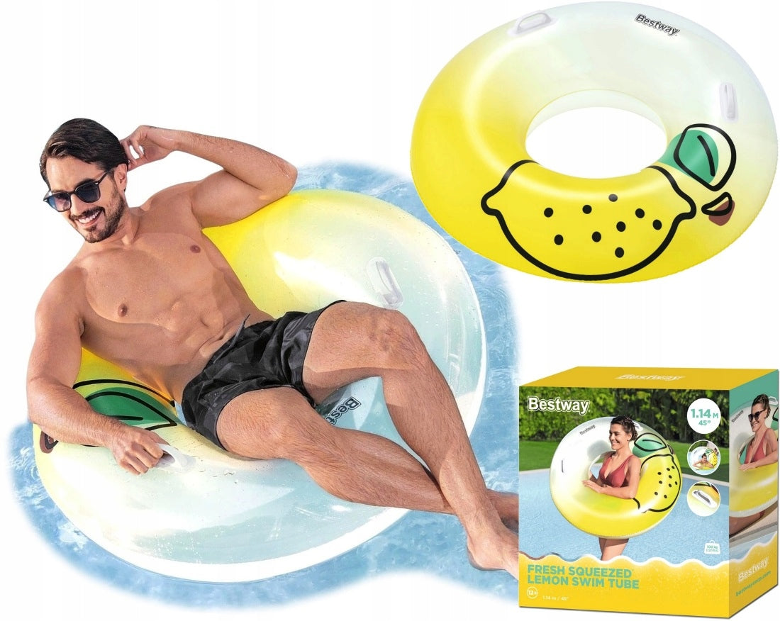 114 cm Large Inflatable Lemon Swimming Wheel with Handles Bestway 36448
