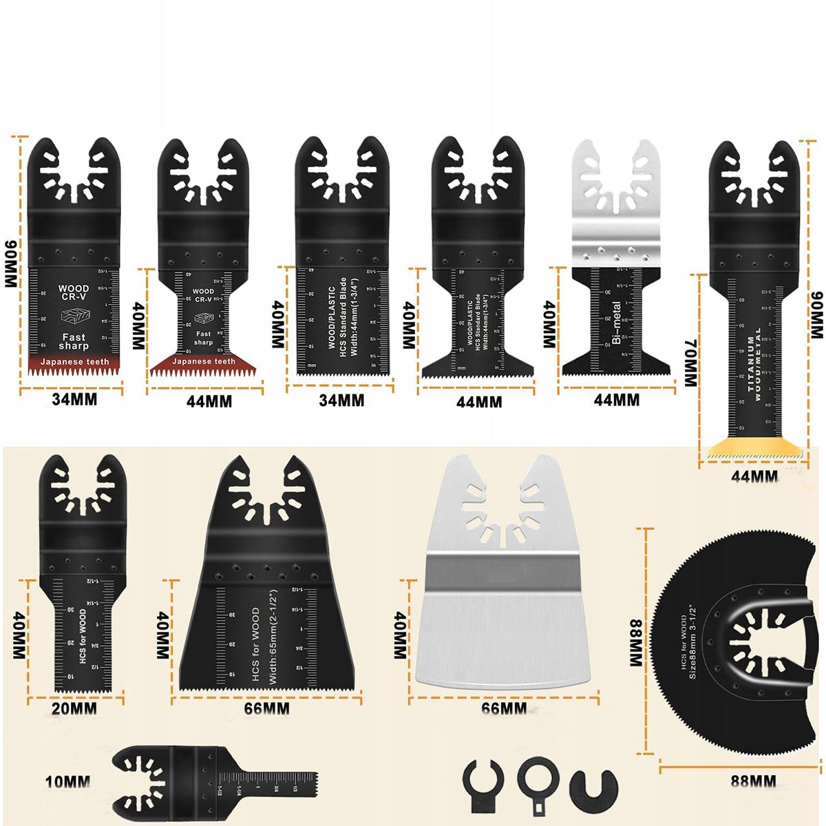 116 PCS HCS Multitool Oscillating Saw Blades Compatible with Dewalt Bosch Packaging status original