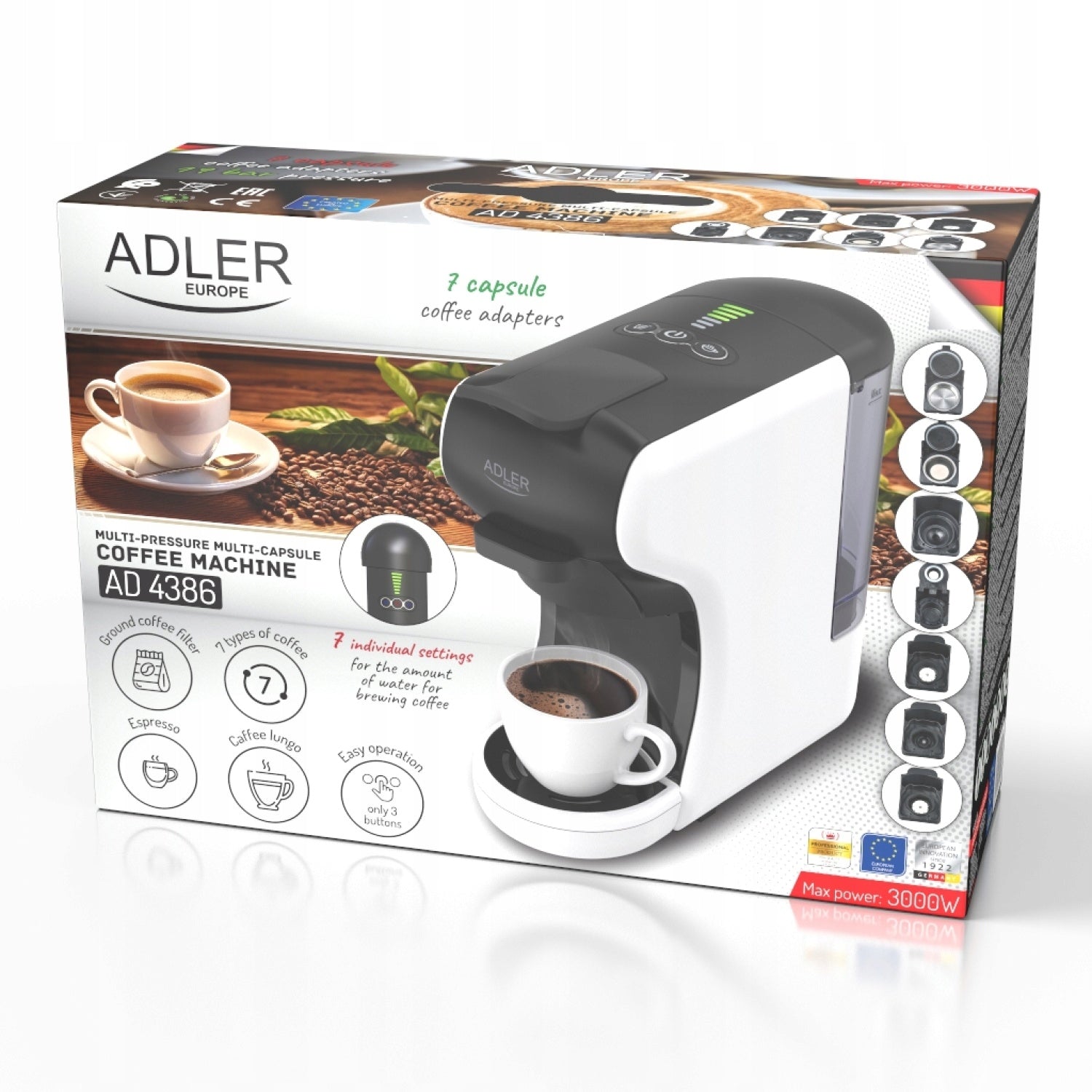 11in1 Pressure Coffee Maker for Nespresso Dolce Gusto Tchibo Capsules Manufacturer code AD 4386
