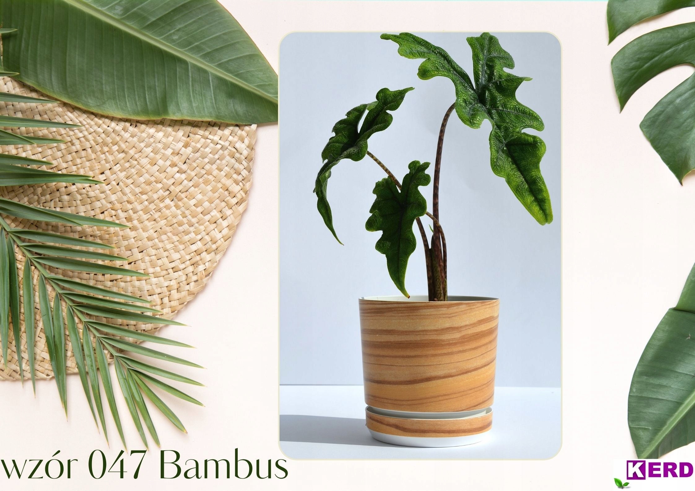 12 Flower pot with stand BAMBOO imitation board style Scandinavian wood effect EAN (GTIN) 5906667001617