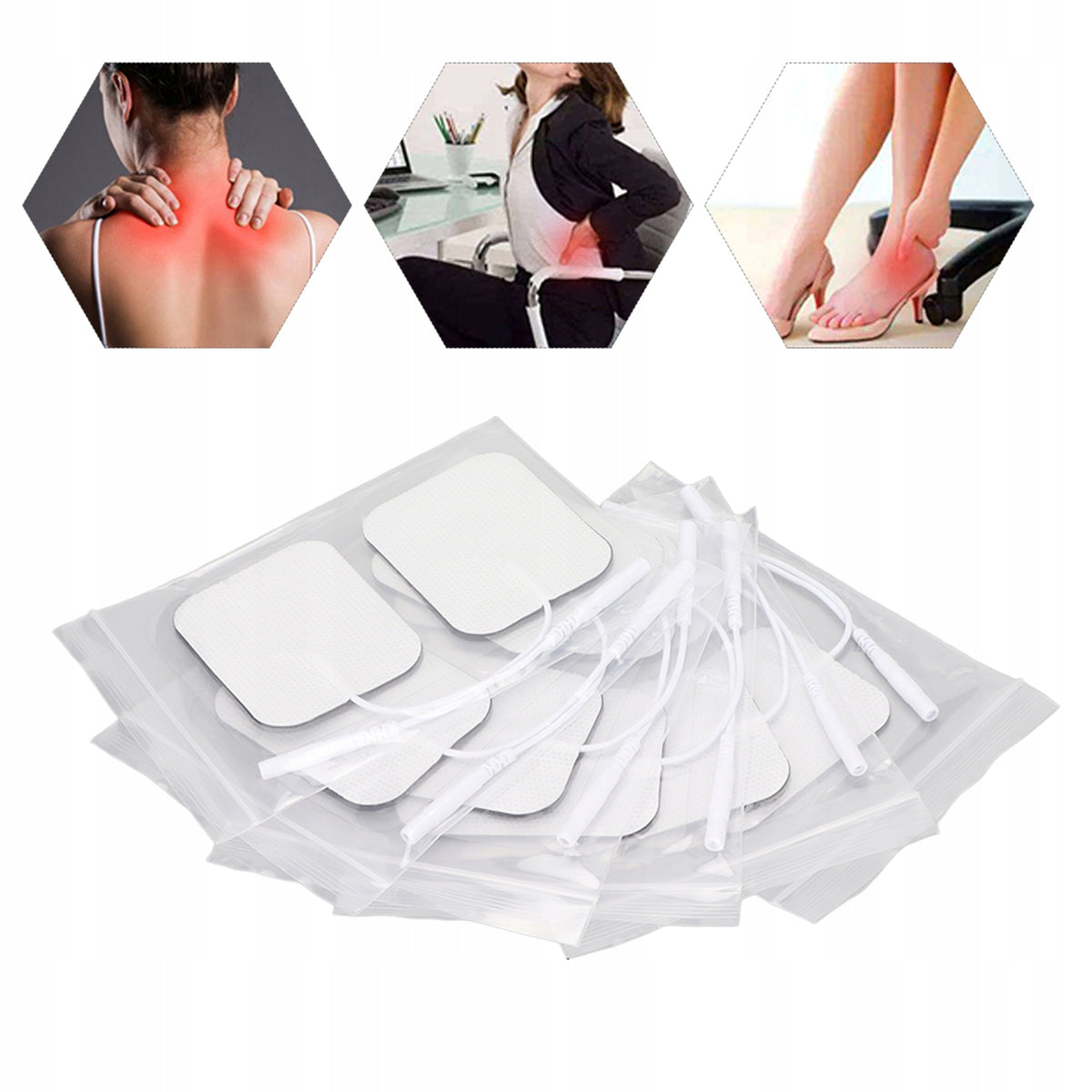12 GEL PADS ELECTRODES ELECTROSTIMULATOR Color white