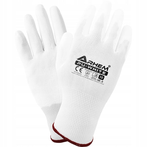 12 PAIRS Work Gloves White Polyurethane Coated Gloves r.9-L Medical device no