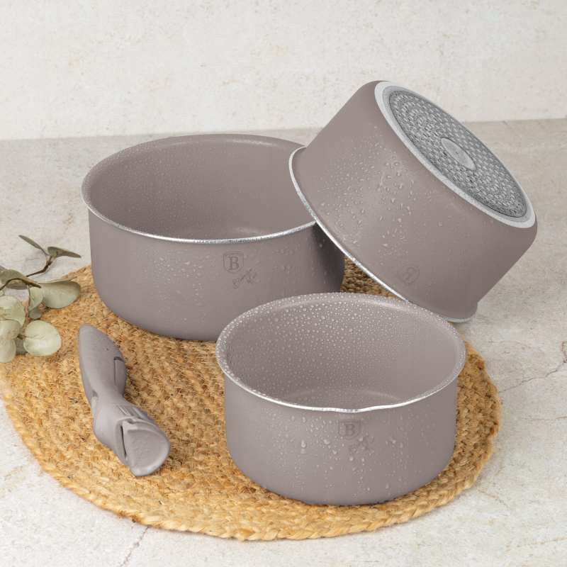 12-Piece Taupe Collection Dinnerware Set with Titanium Coating Brand Berlinger Haus
