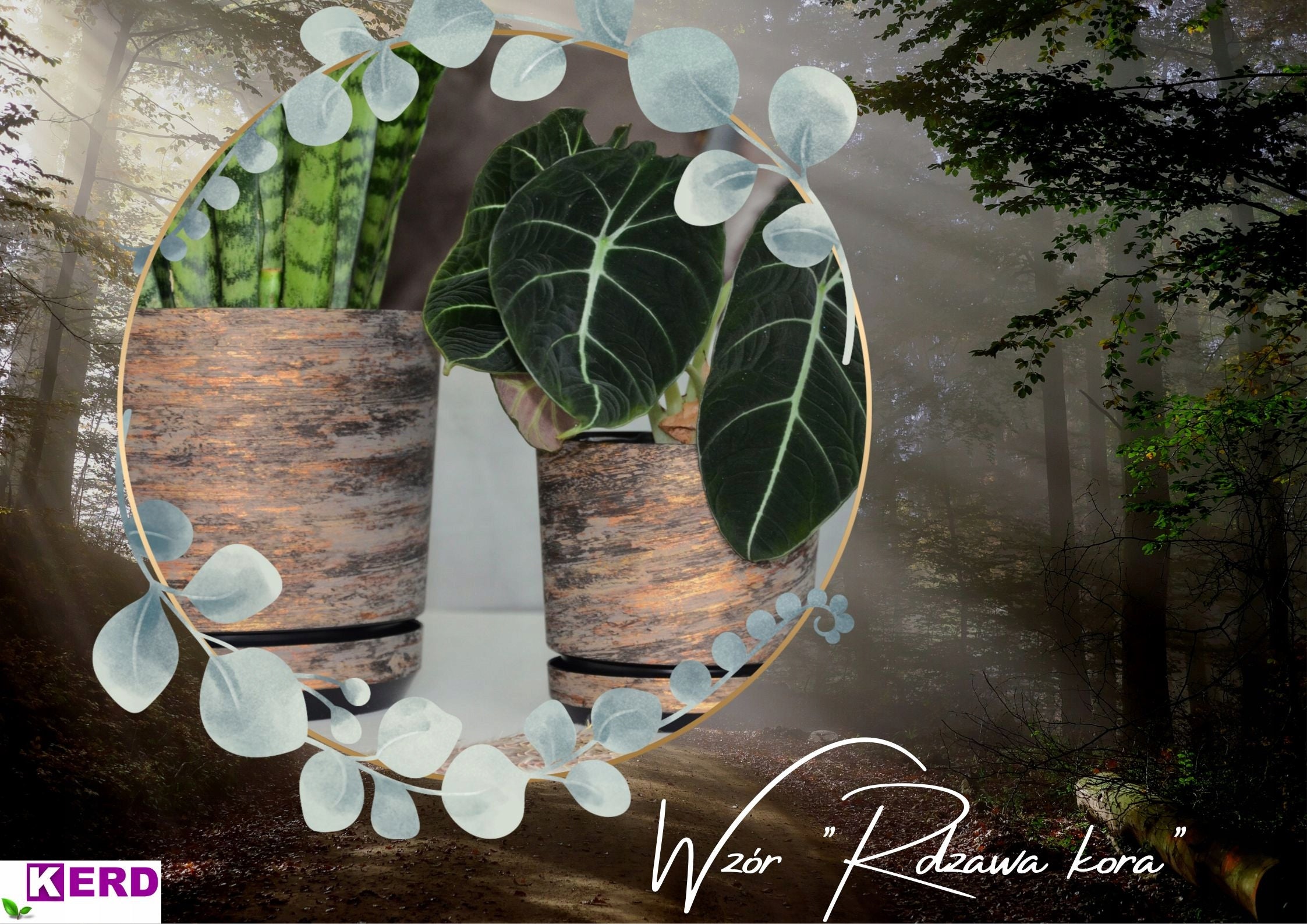 12 cm RUSTY BARK Pots with stand tree effect wood-like texture Manufacturer code DEKOR 12/032