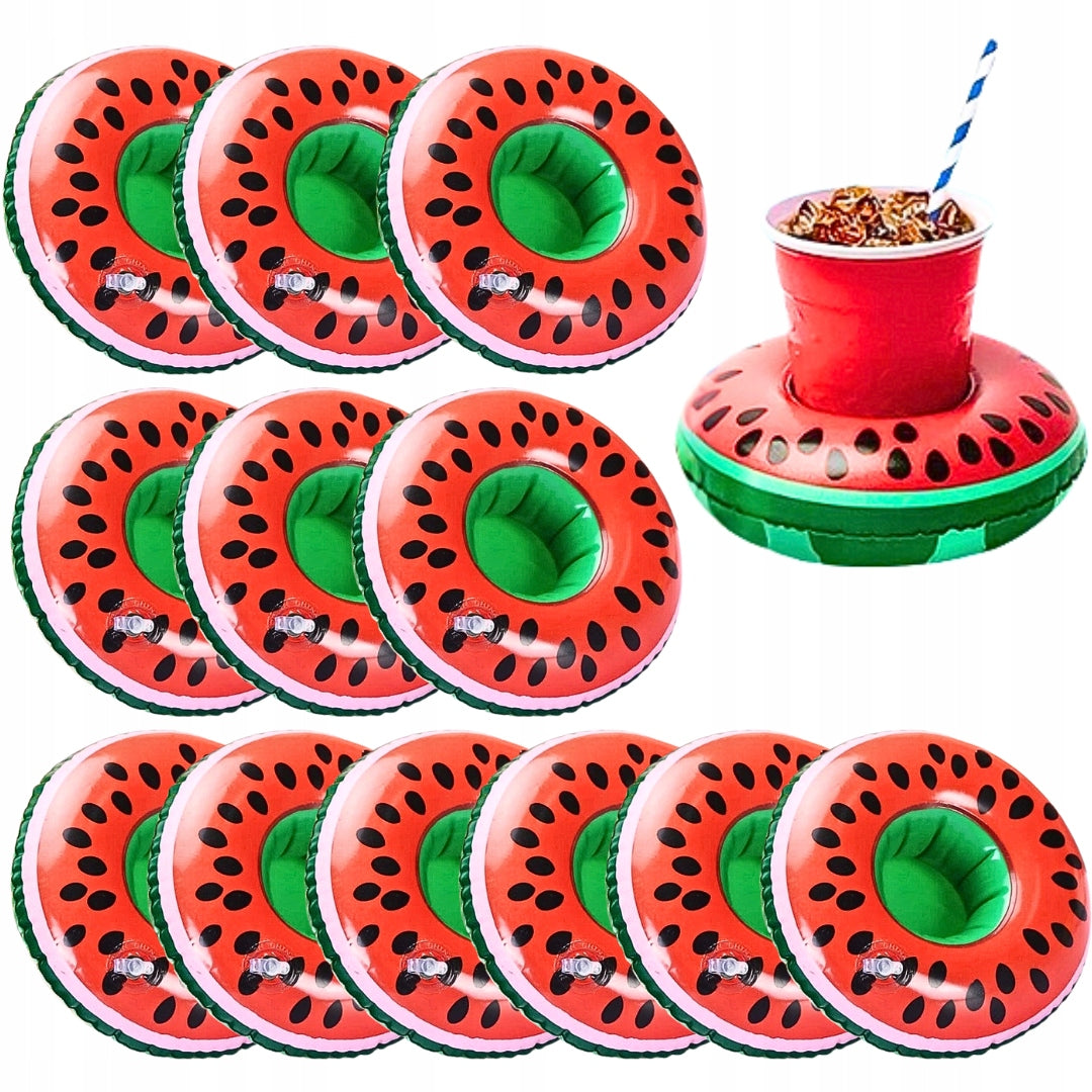 12 x INFLATABLE DRINK HOLDER Drink Stand WATERMELON POOL Pad