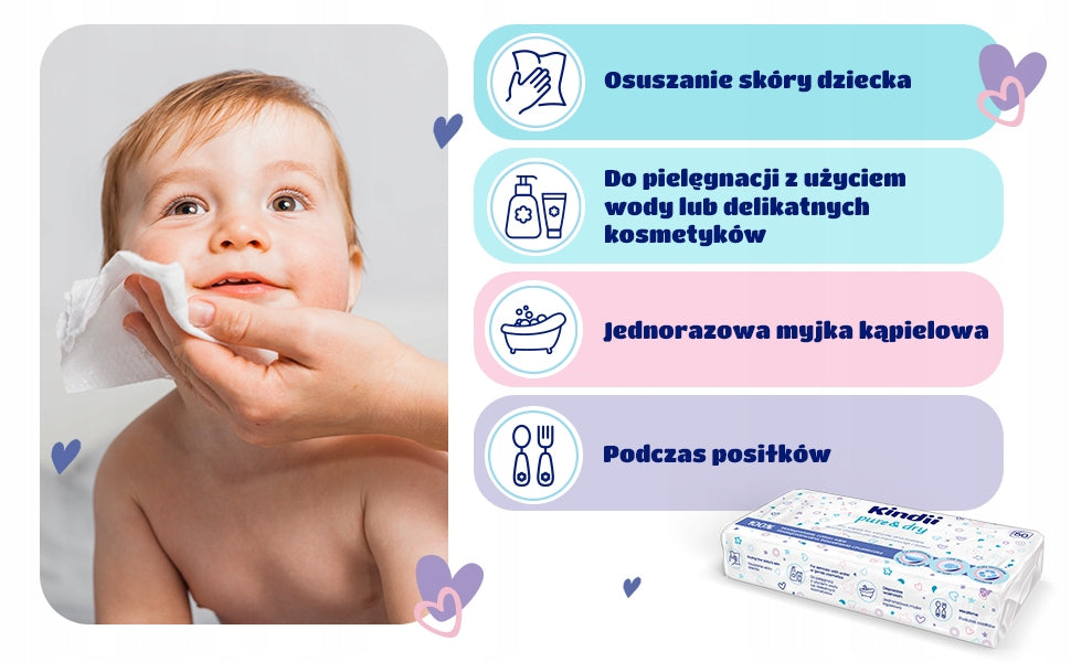 12 x KINDII DRY WIPES biodegradable in a pack of 50 Brand Kindii