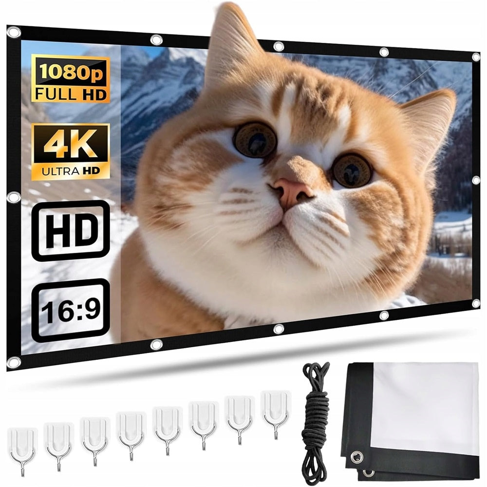120 INCH 16:9 HD PROJECTION SCREEN PORTABLE FOR HOME SCHOOL CAMPING Model HG11154-EKRAN PROJEKCYJNY