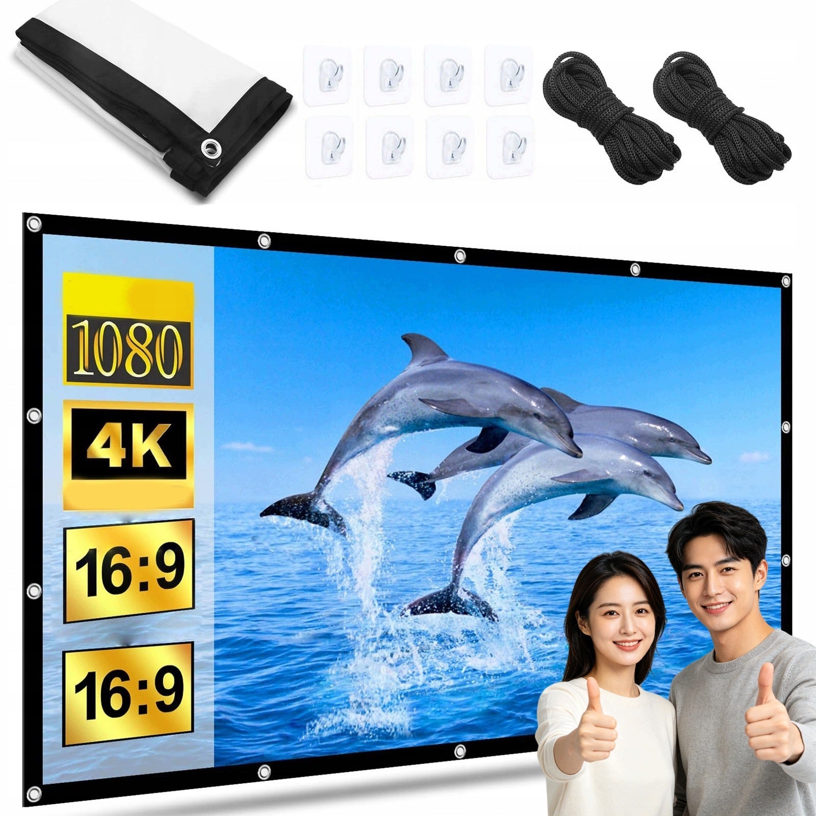 120" Outdoor Film Screen – Double Sided Projection + Hooks