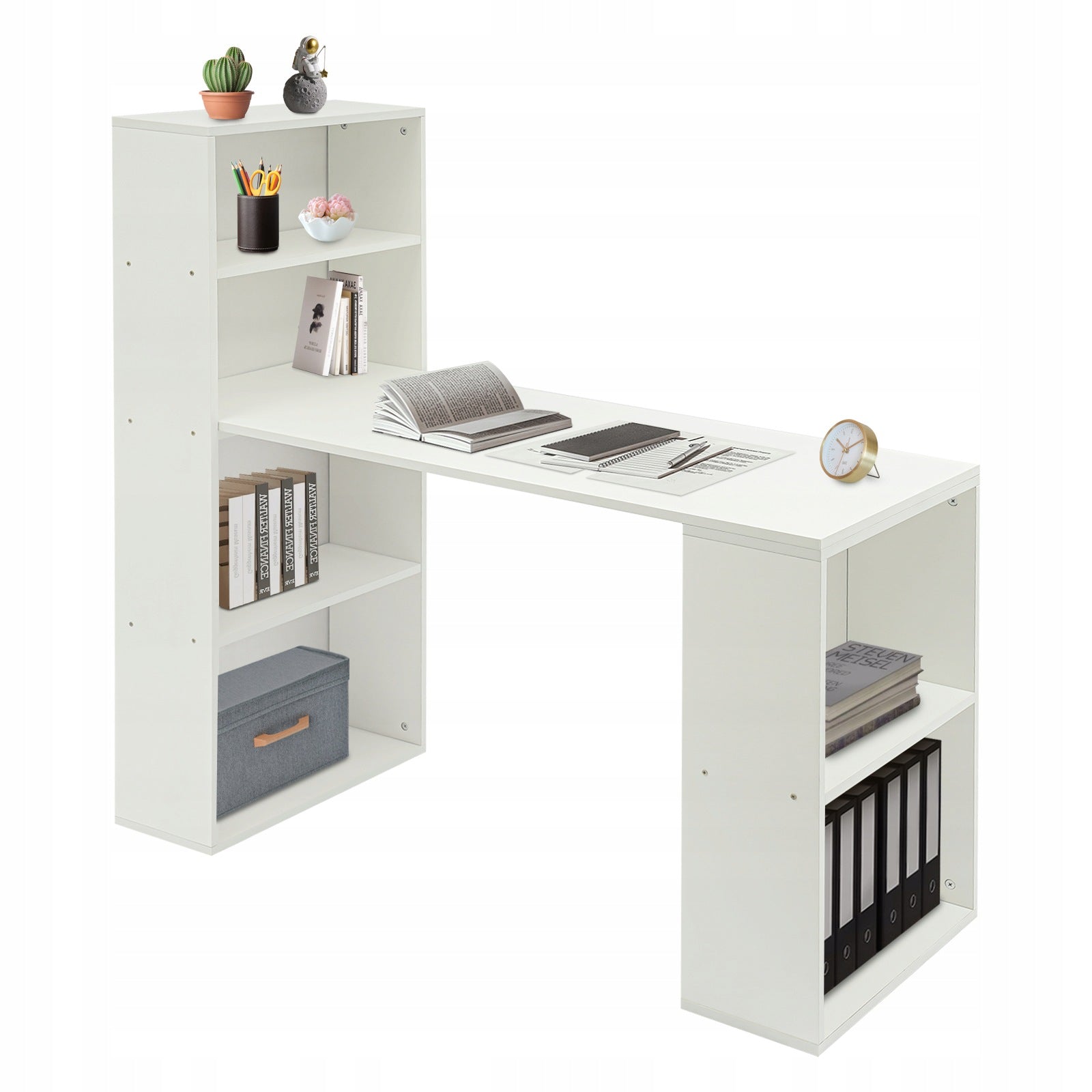 120cm Desk with Bookshelf Corner Table for Work and Study
