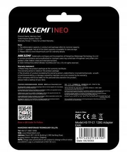 128Gb HS-TF-C1 memory card for NEO CCTV cameras Packaging status original