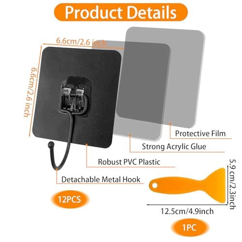 12PCS WATERPROOF SELF ADHESIVE WALL HOOKS FOR BATHROOM KITCHEN Manufacturer code Producent niezależny