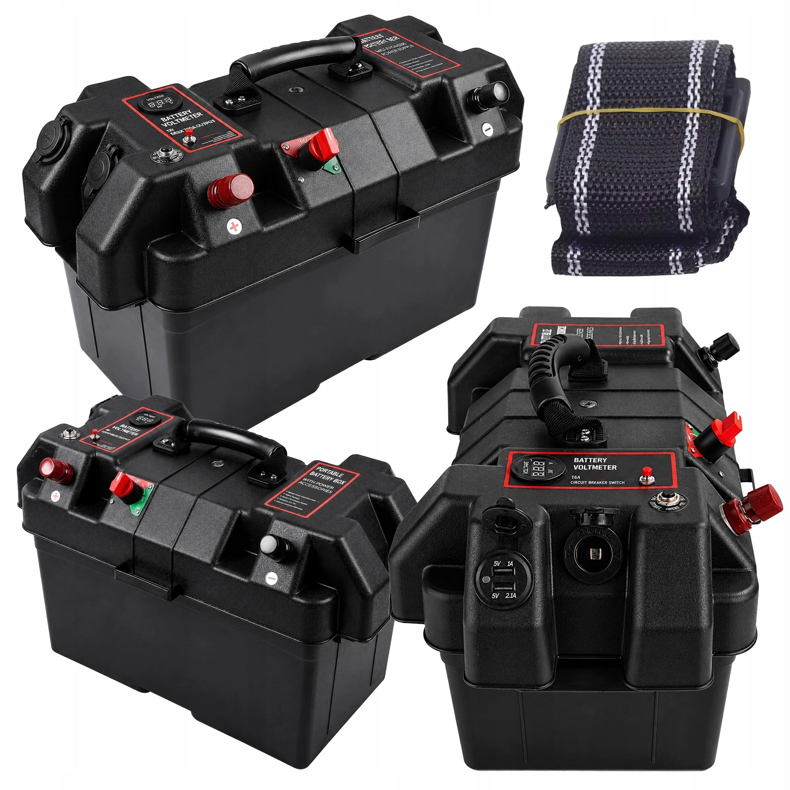 12V Cordless Box for Rechargeable with 2x USB Voltmeter
