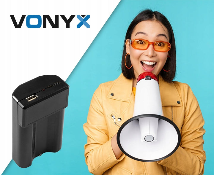12V Lithium-Ion Battery with Vonyx Charger for Megaphones Brand Vonyx