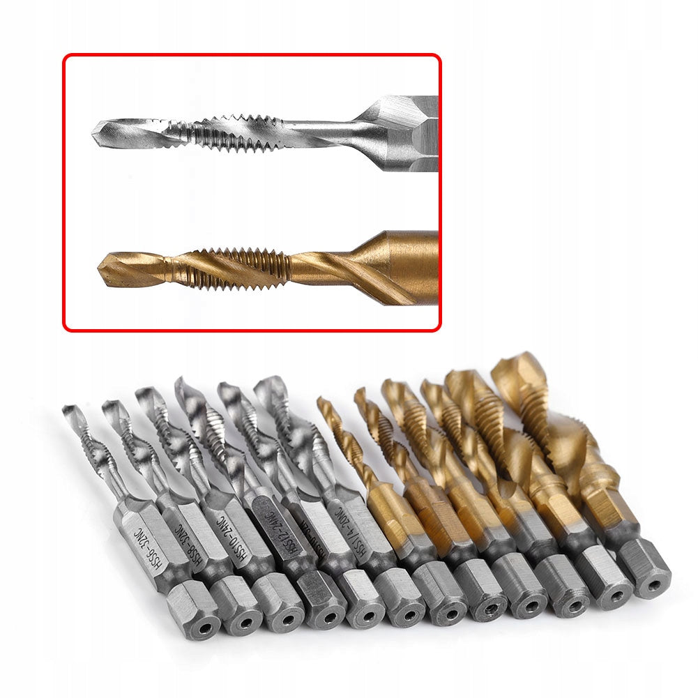 12pcs composite taps with metric/inch hex shank