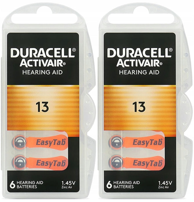 12x DURACELL ACTIVAIR TYPE 13 HEARING AID BATTERIES