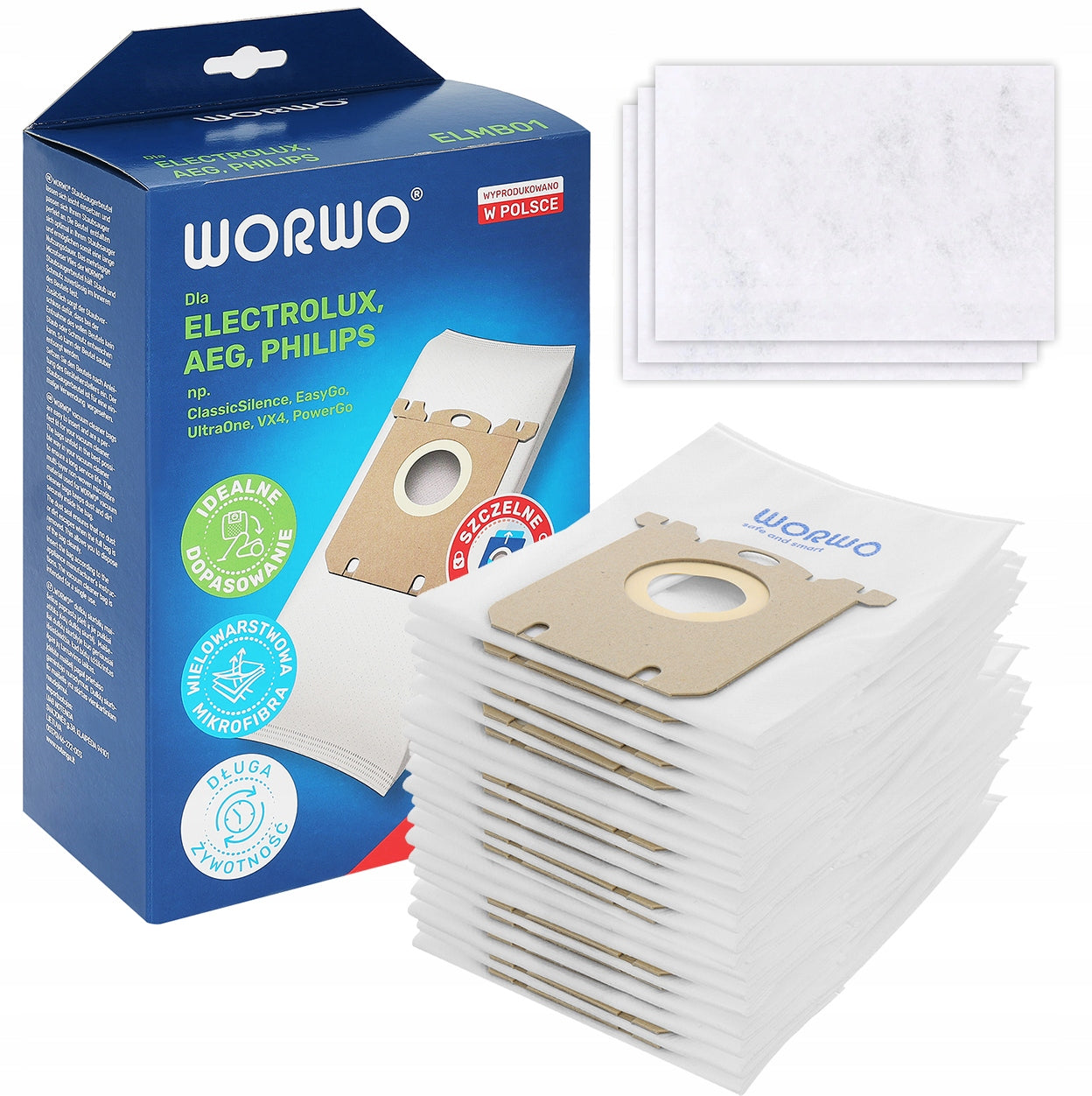 12x ELECTROLUX PHILIPS AEG BAG ELMB01K VACUUM CLEANER BAGS REPLACEMENT +FILTER