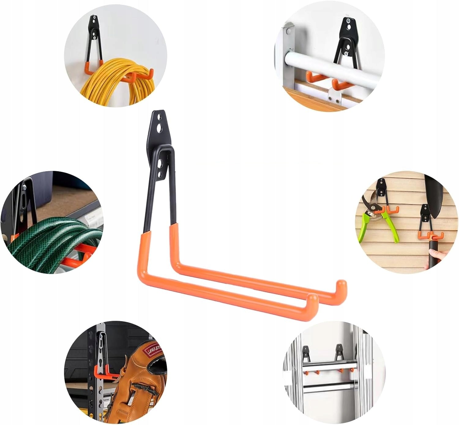 12x HANGER HOOK WALL MOUNT METAL FOR GARAGE WALL BIKE TOOLS Number of places to hang 1