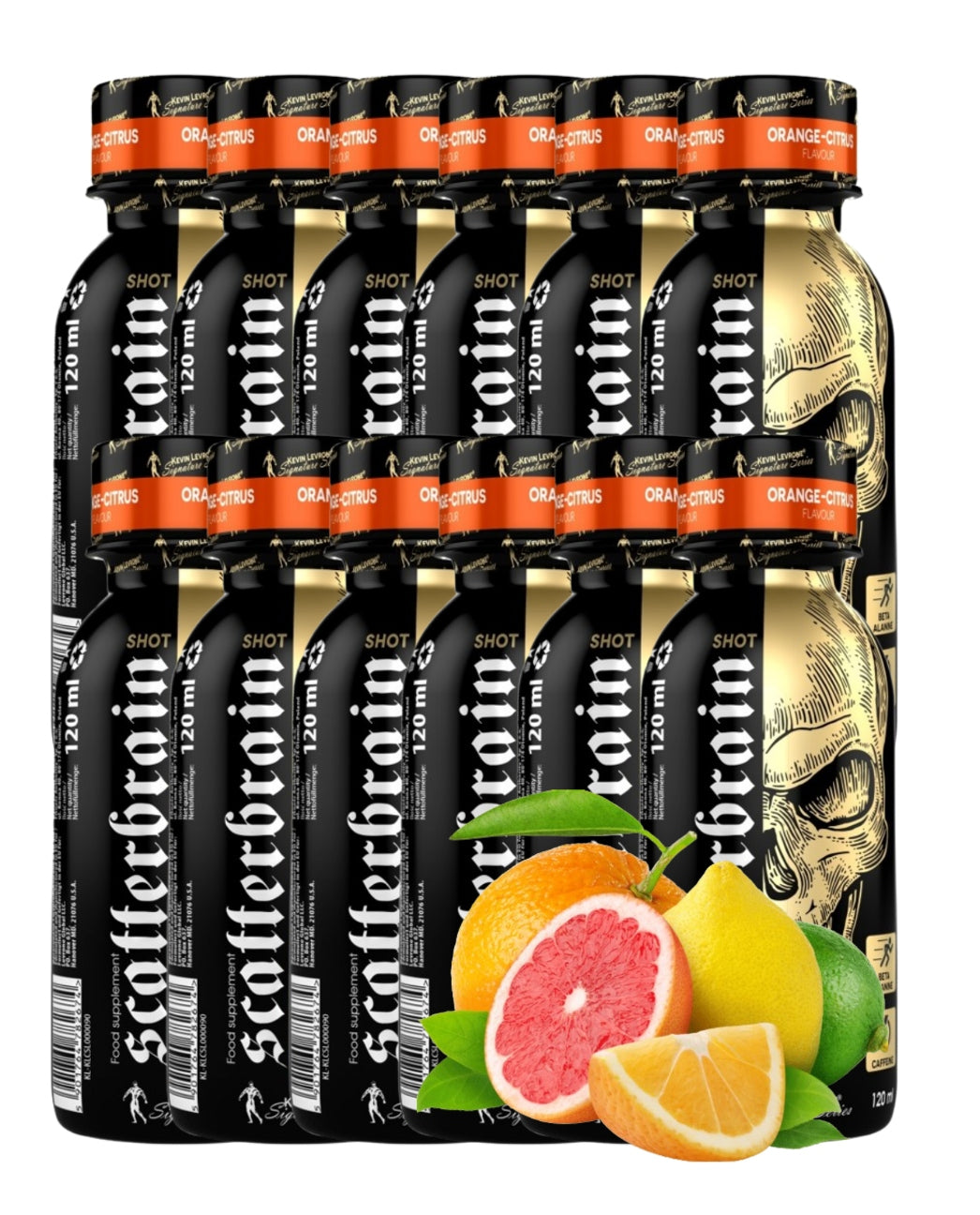 12x Kevin Levrone Scatterbrain Shot 120 ml Orange Citrus Conditioner Training