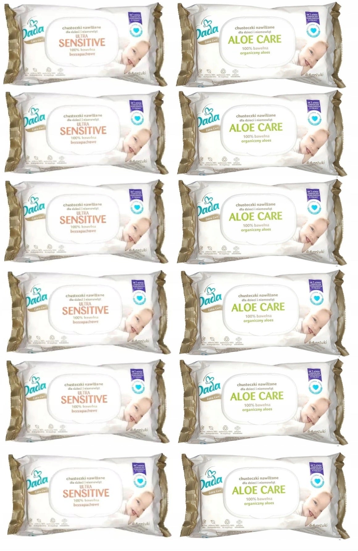 12x Moisturized Wipes Dada Care Sensitive Aloe