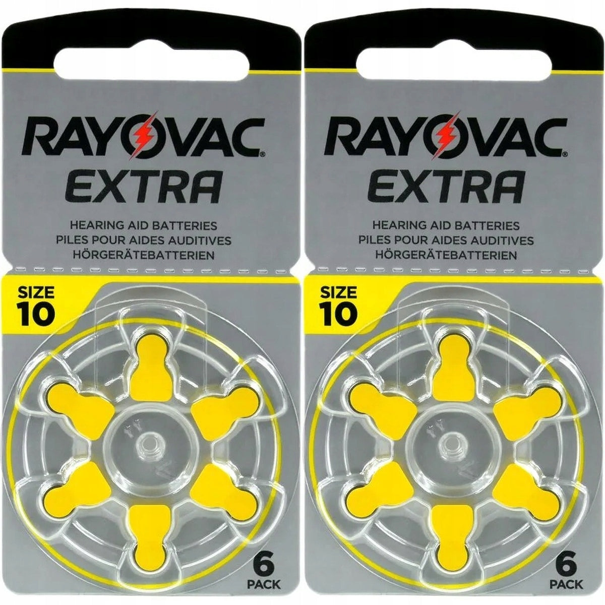 12x Rayovac 10 - hearing aid battery, yellow