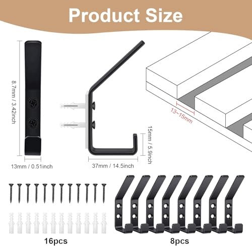 13 MM WALL HOOKS FOR ACOUSTIC PANELS STEEL SET OF 8 Manufacturer code Producent niezależny