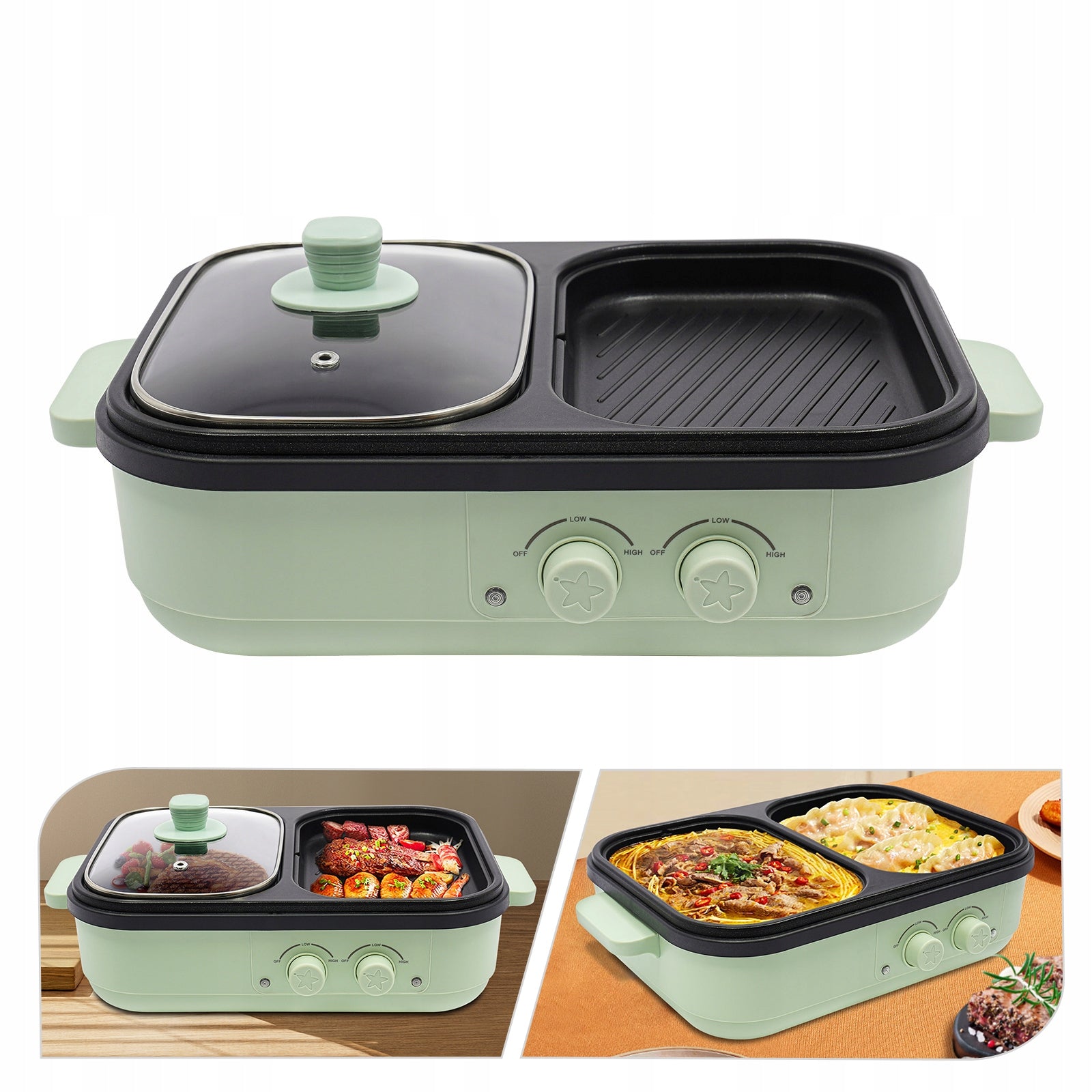 1300W Multi-Functional Electric Cooker with Grill and Steamer