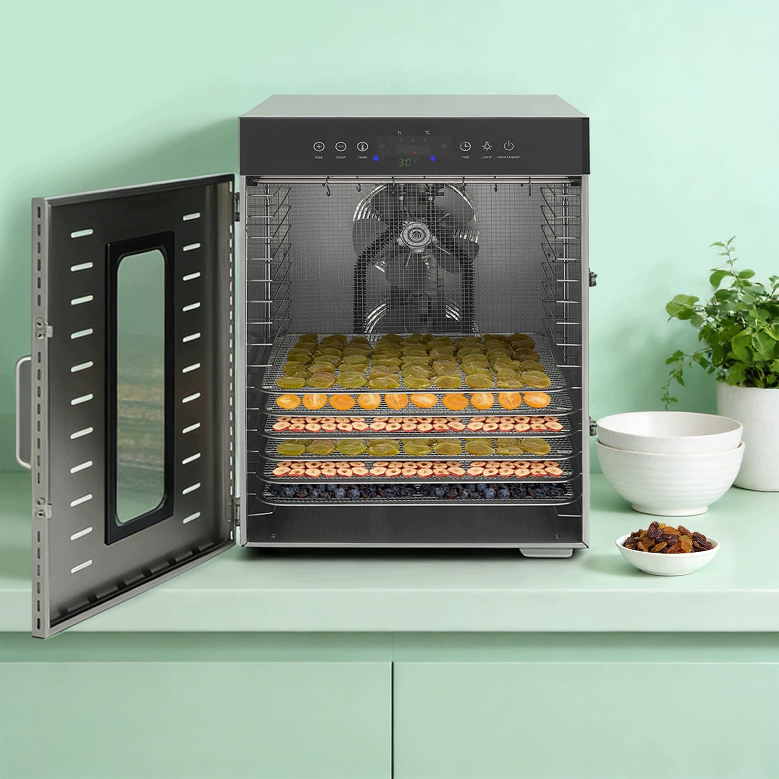 1370W Versatile Electric Food Dehydrator 16 Trays Digital Timer 24h 1000rpm Packaging status original