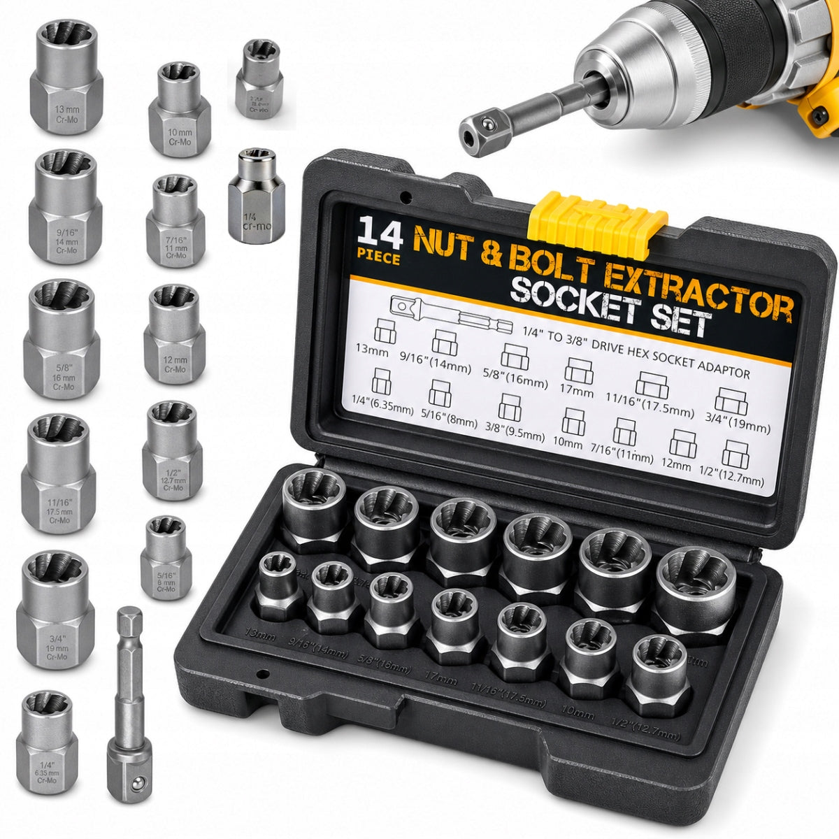 14 PCS IMPACT SCREW AND NUT REMOVAL KIT WINCH PULLERS