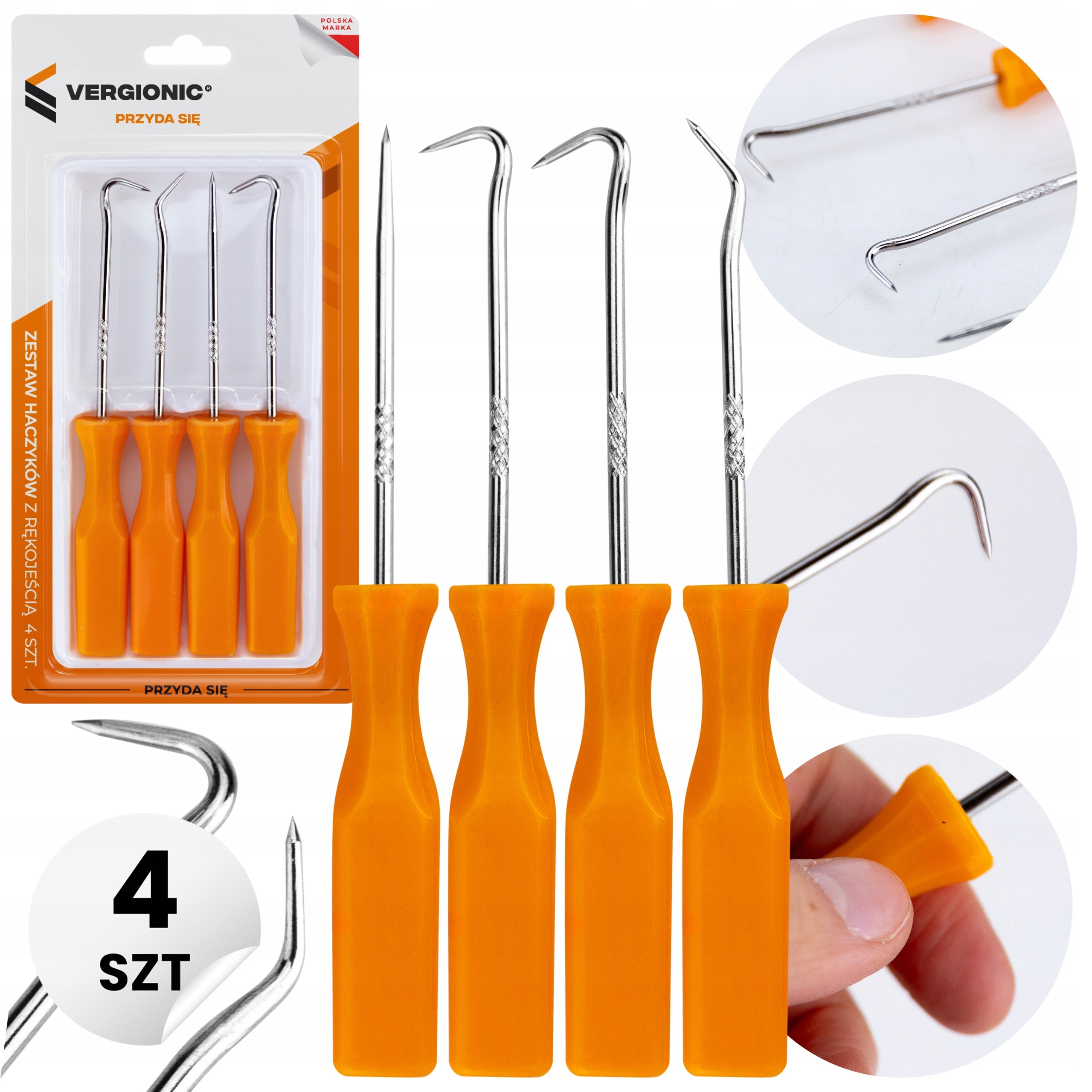 14 cm 4-Piece Pry Bar Hook Set for Gasket Removal