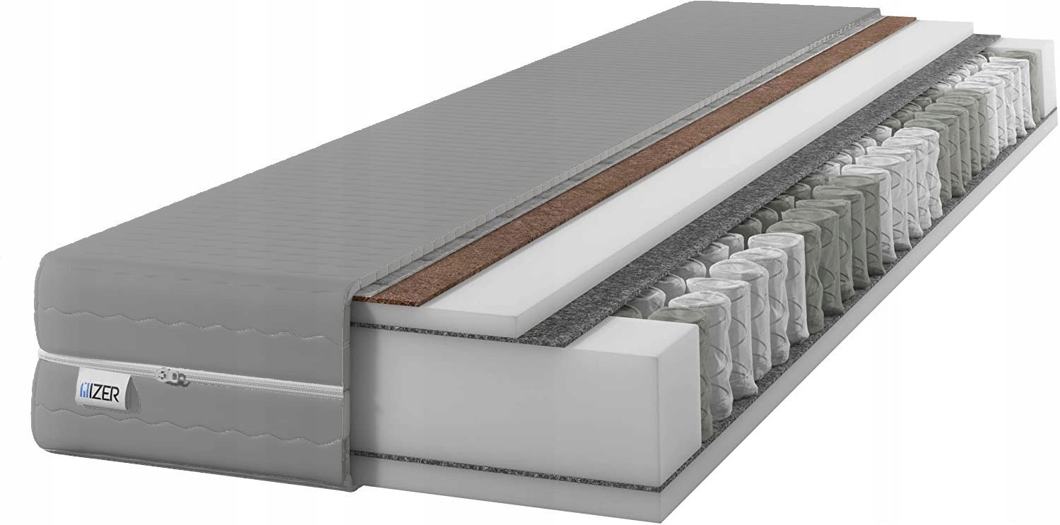 140x200 pocket mattress with COCONUT, double-sided H3 and H4 hard