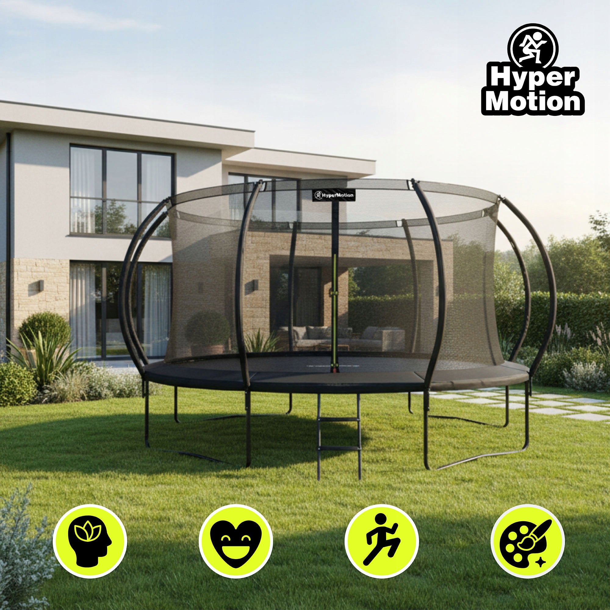14FT Children's Garden Trampoline with Ladder and Mesh Easy Assembly Manufacturer code TRAMPOLINE 14FT