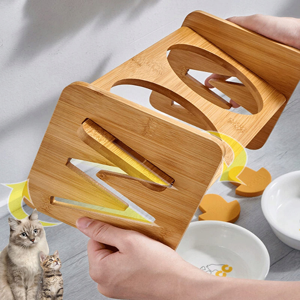 15° DOUBLE DOG CAT BOWL WITH STAND ON FOOD RACK Material metal
