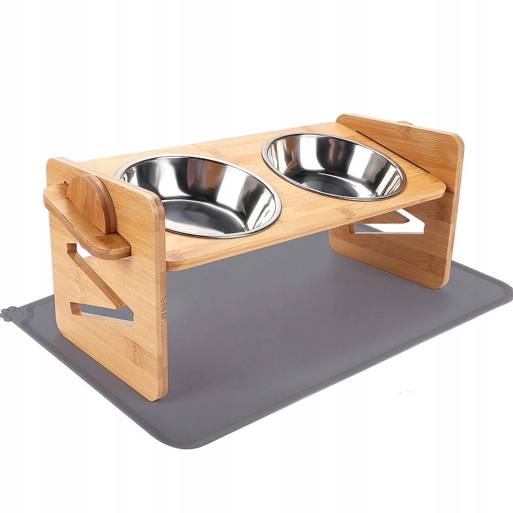15° DOUBLE DOG CAT BOWL WITH STAND ON FOOD RACK