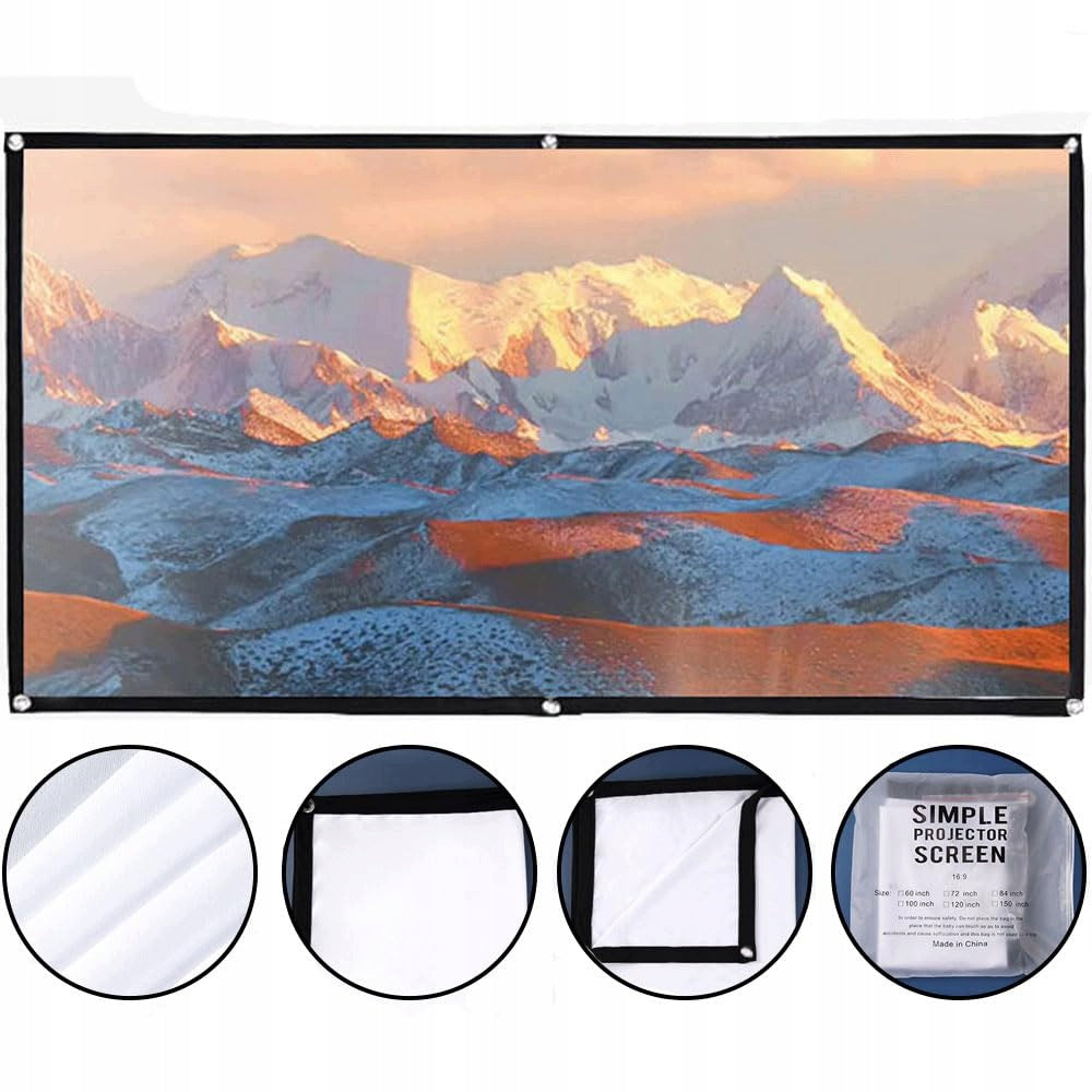 150CALI 332*187CM PROJECTION SCREEN for Projector Portable Retractable 16:9 Packaging status original
