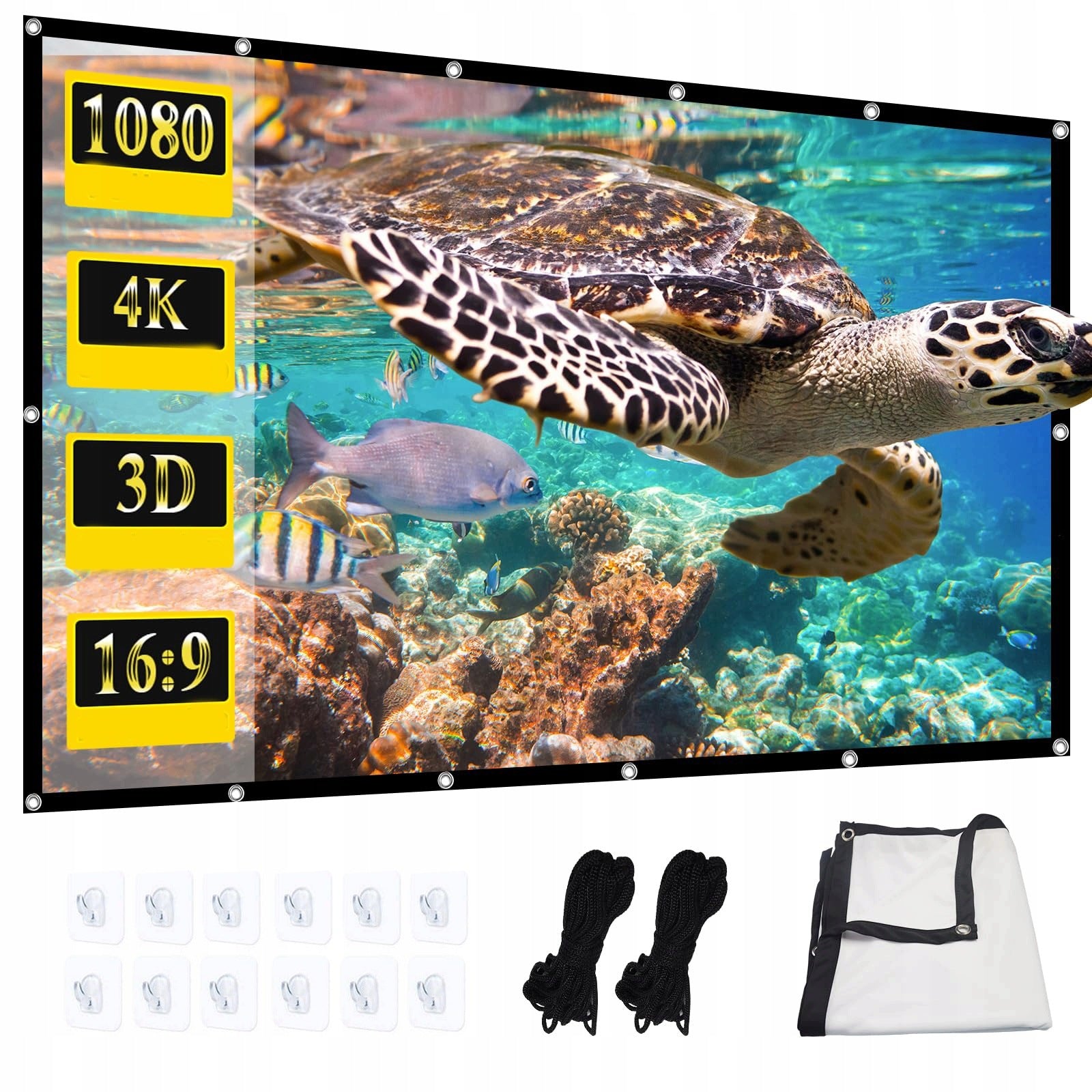 150CALI 332*187CM PROJECTION SCREEN for Projector Portable Retractable 16:9