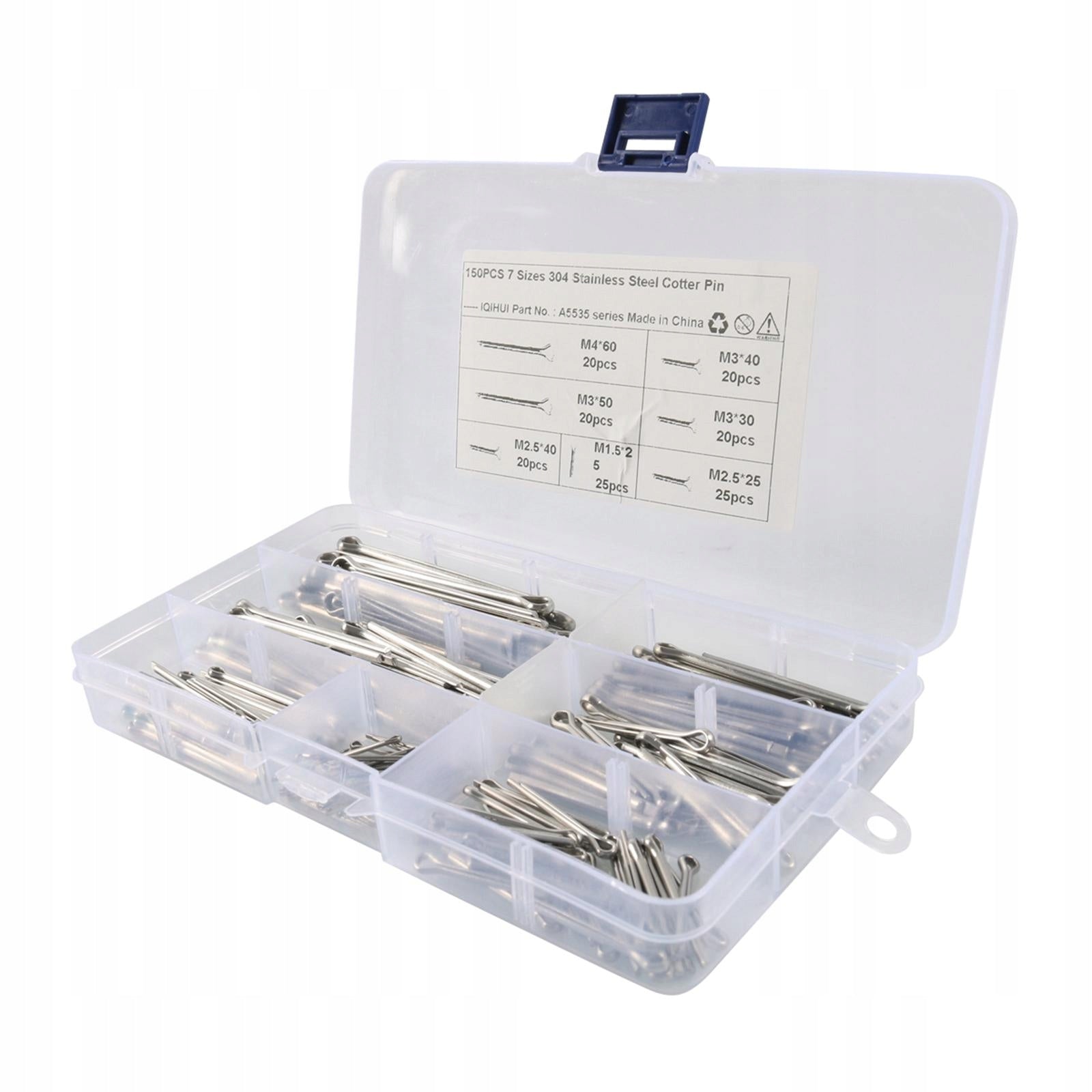 150Pcs Cotter Pin Assortment Kit, 304 Stainless Steel M1.5 M2.5 M3 M4 Heavy