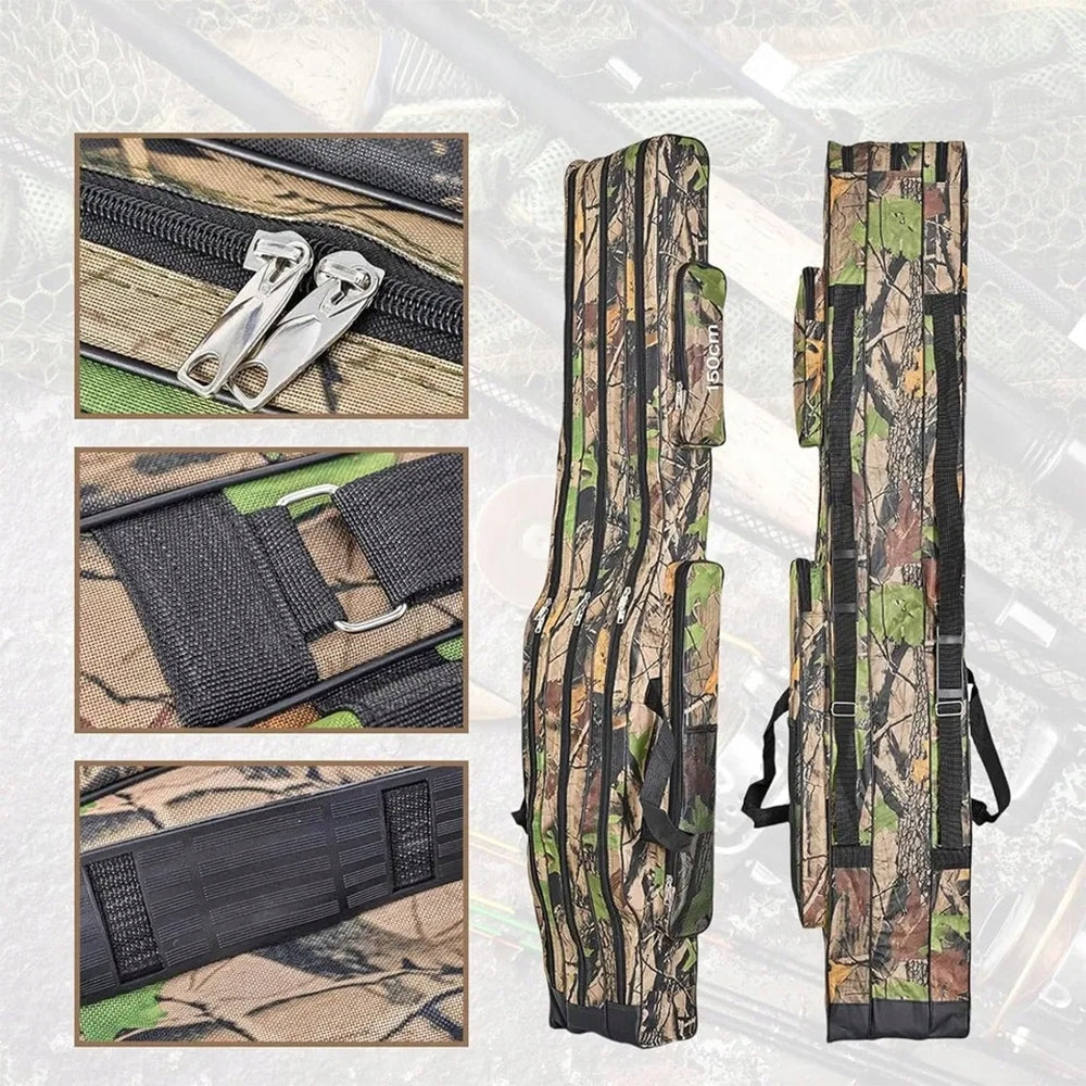 150cm Fishing Rod Bag 3 Layer Foldable Sea Fishing Tackle Bag 5 Pockets Kind fishing rod cover
