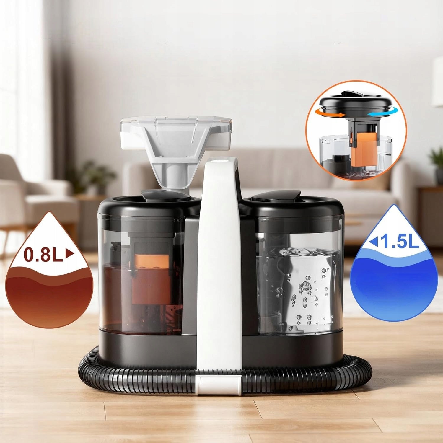15KPA COMPACT WET AND DRY VACUUM CLEANER FOR UPHOLSTERY CLEANING Power 600 W