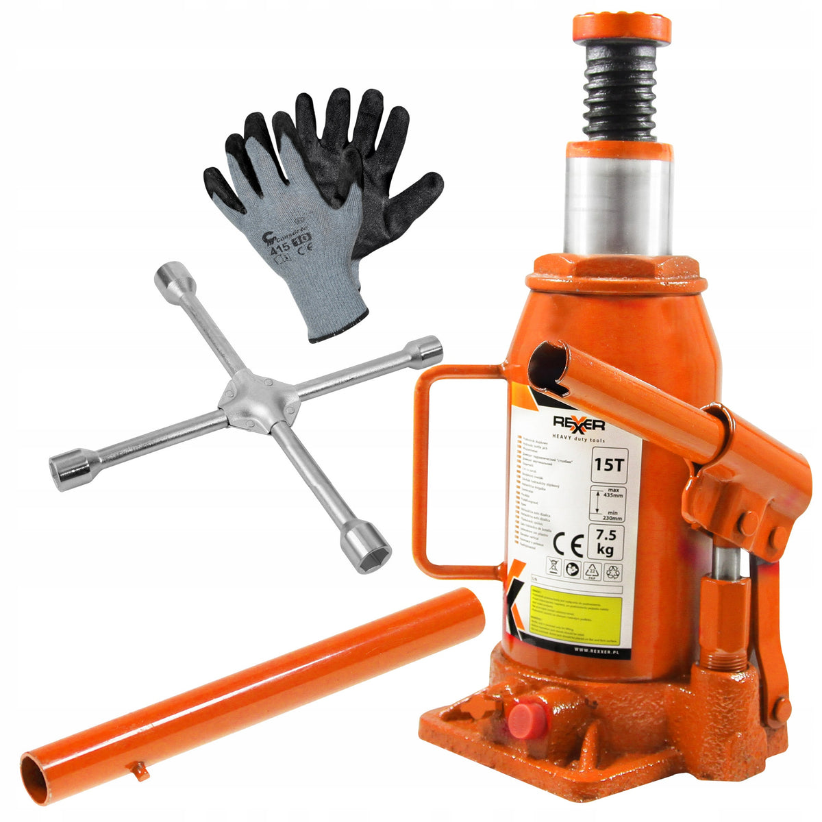 15T BOLLARD LIFT SET + CROSS WRENCH + WORK GLOVES