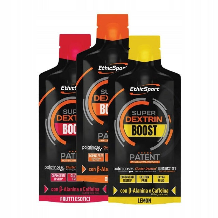 15x LIQUID ENERGY GEL SUPER DEXTRIN BOOST ETHICSPORT CAFFEINE EXOTIC Packaging status original