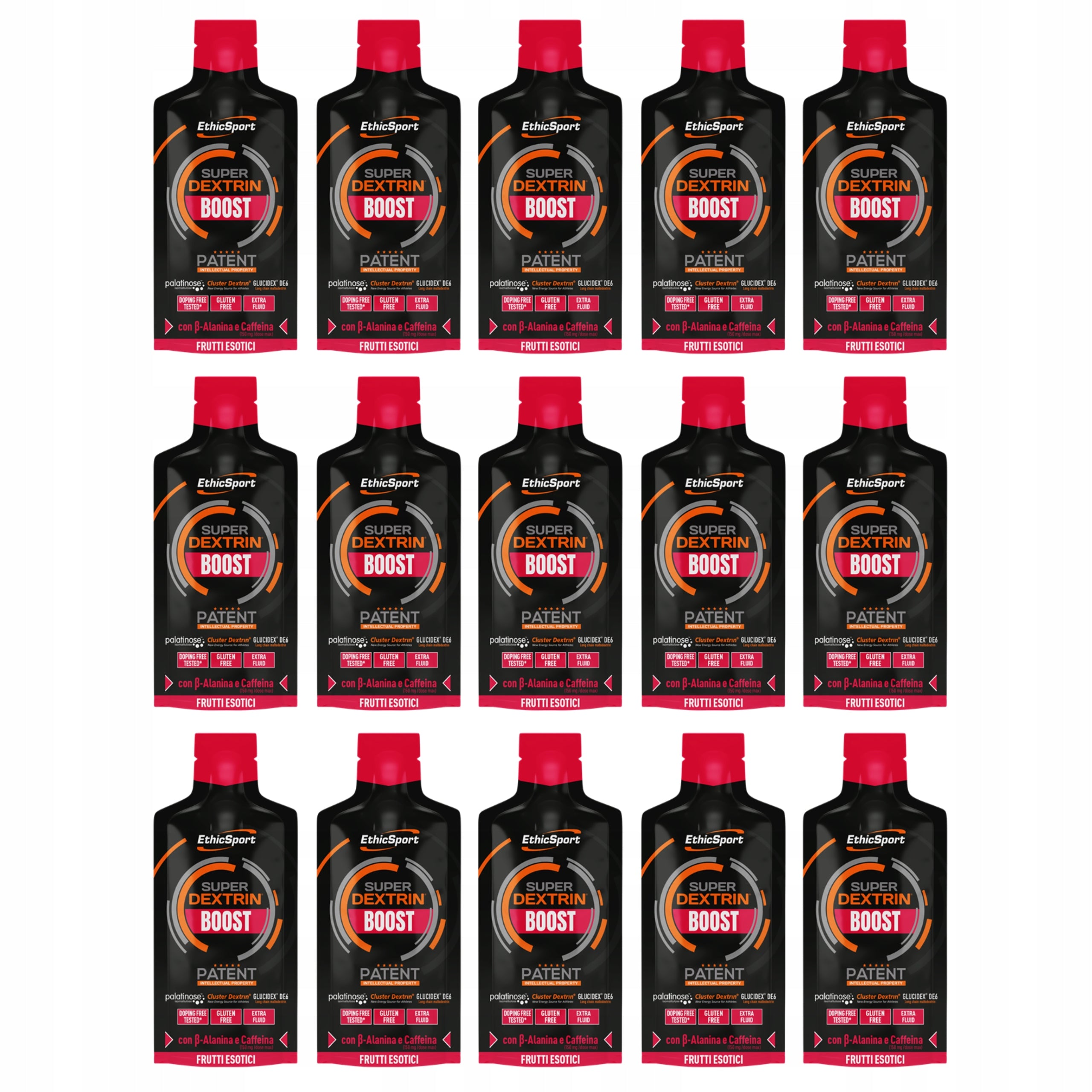 15x LIQUID ENERGY GEL SUPER DEXTRIN BOOST ETHICSPORT CAFFEINE EXOTIC
