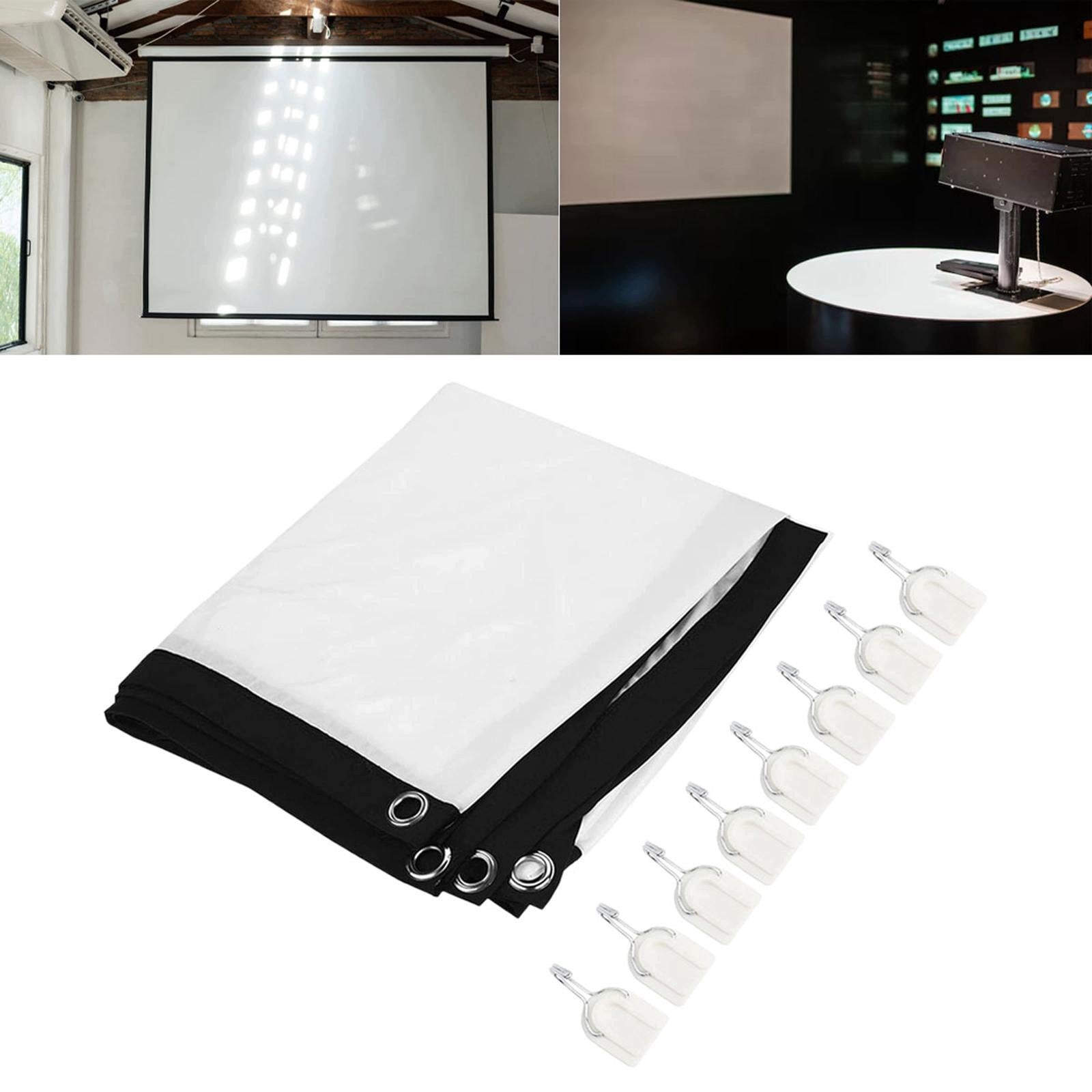 16:9 Projector Screen White Wall Mount Portable 100inch with 8 Hooks