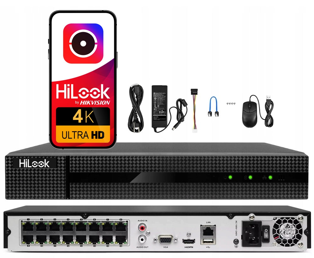 16 Channel PoE IP Recorder for 8MPx HiLook by Hikvision NVR-216MH-C/16P
