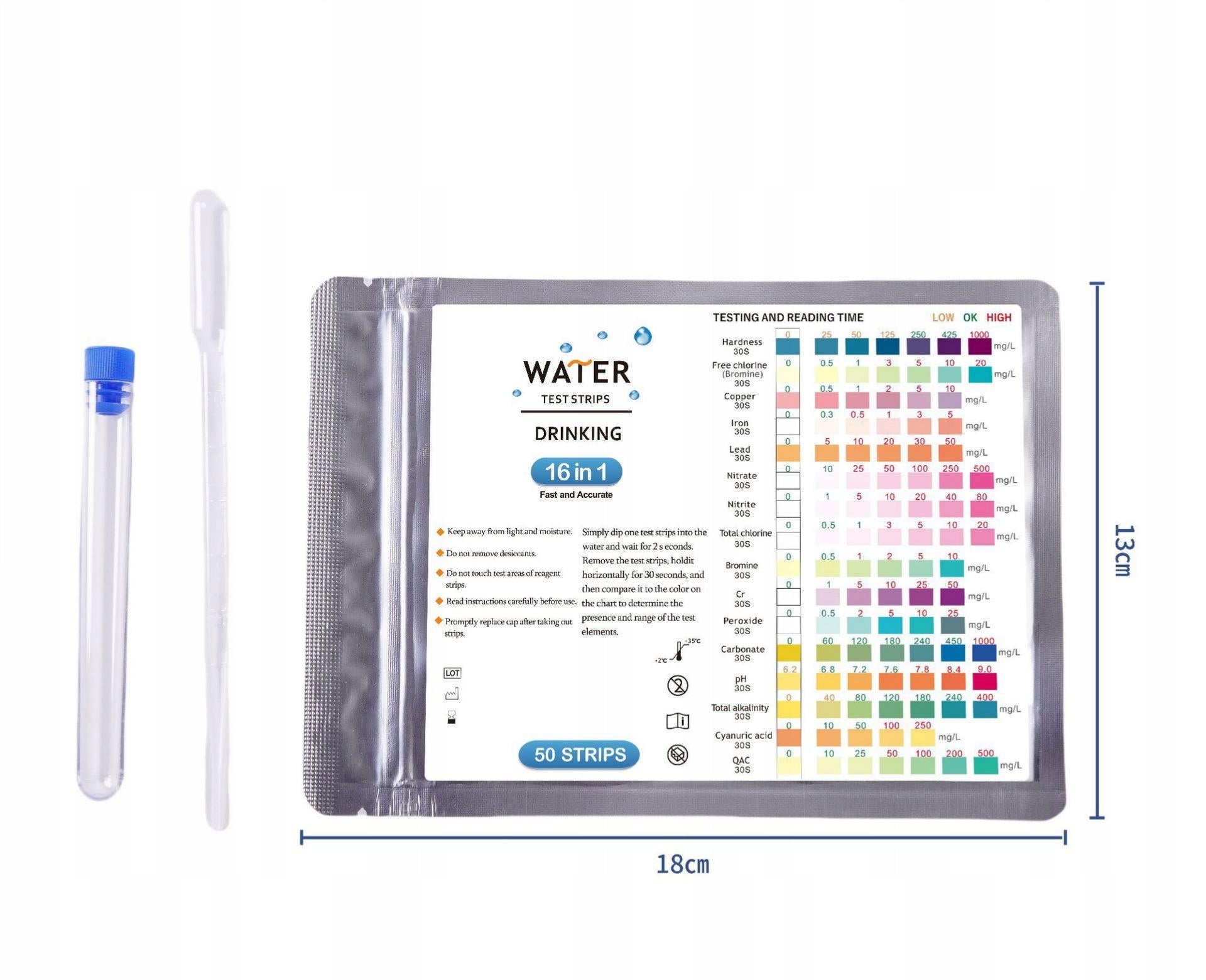 16-in-1 Water Hardness & pH Test Kit with 50 Test Strips
