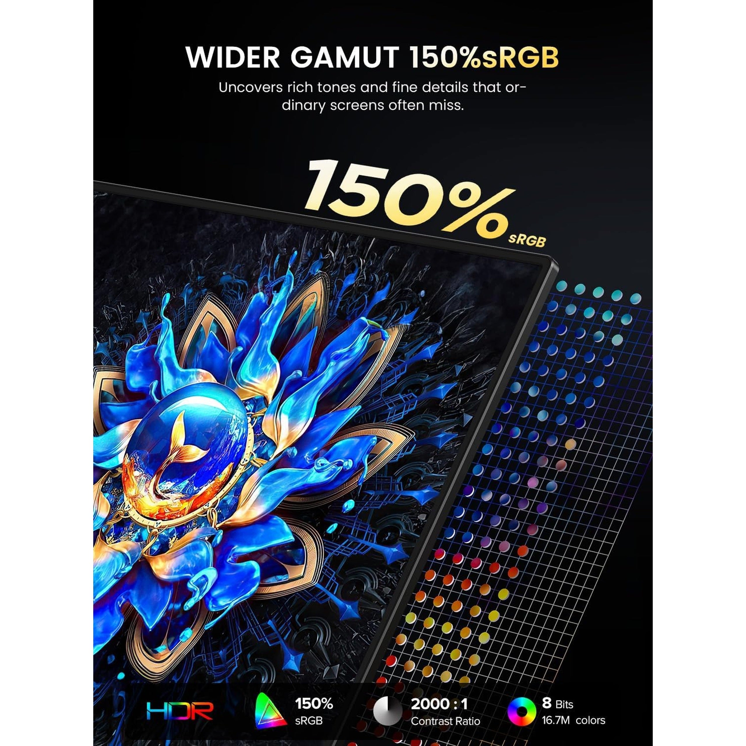 16 inch 2.5K QHD 2560x1600 QLED IPS USBC HDMI Portable Monitor with VESA Case Brand UPERFECT