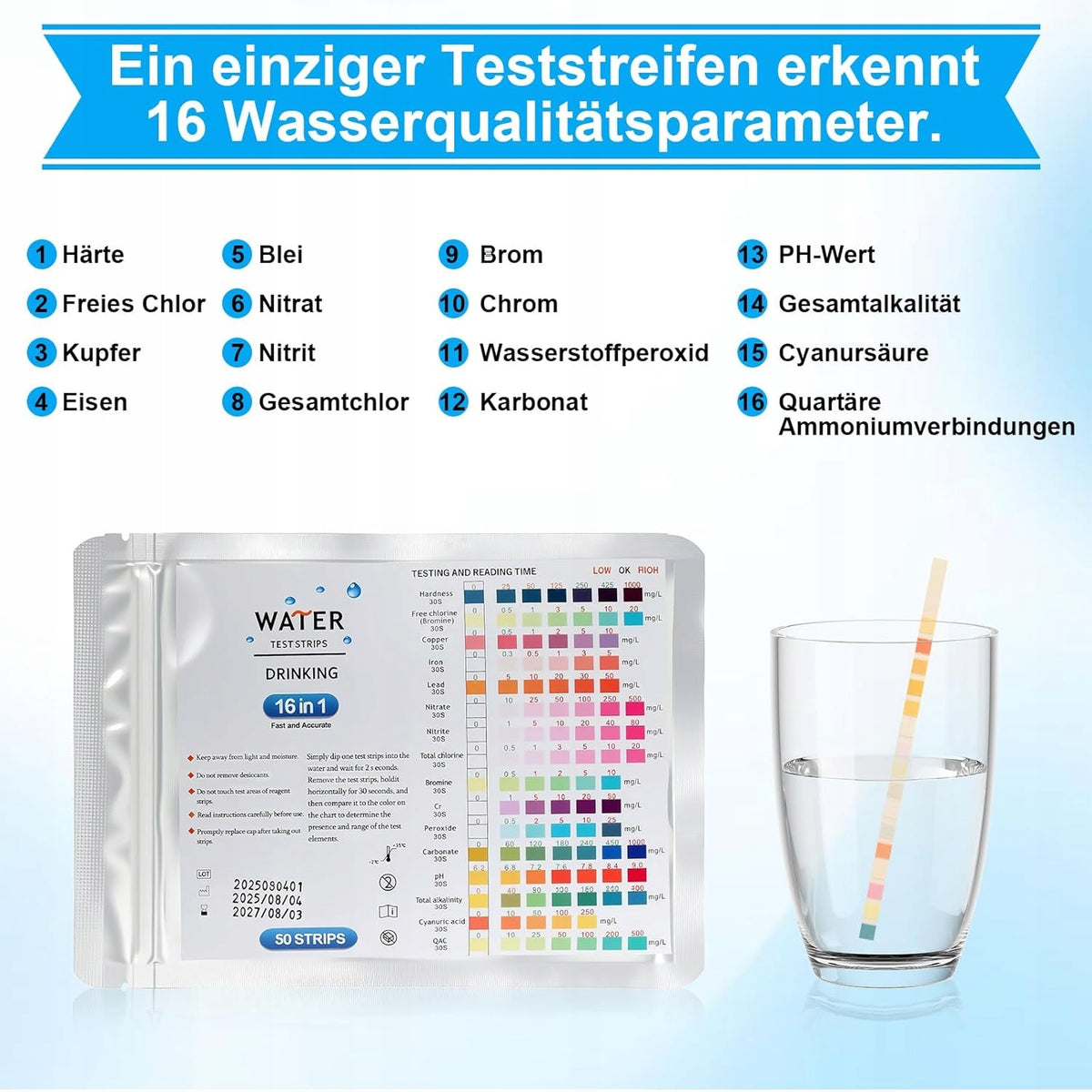 16IN1 WATER TESTER SET OF 50 STRIPS TEST WATER QUALITY AND HARDNESS AQUARIUMS Brand no brand