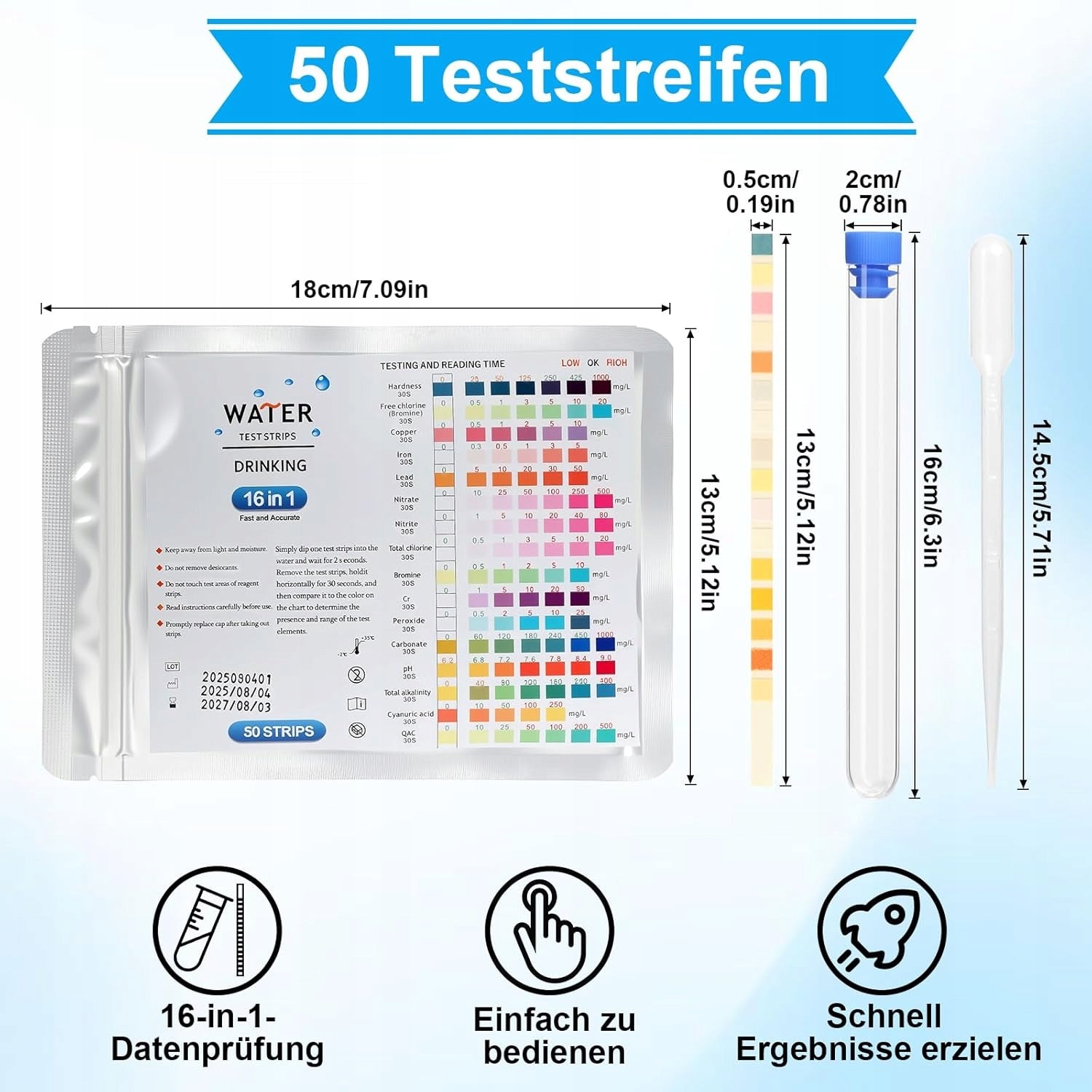 16IN1 WATER TESTER SET OF 50 STRIPS TEST WATER QUALITY AND HARDNESS AQUARIUMS Manufacturer code TESTER WODY 16W1 ZESTAW 50 PASKÓW DO BADAŃ