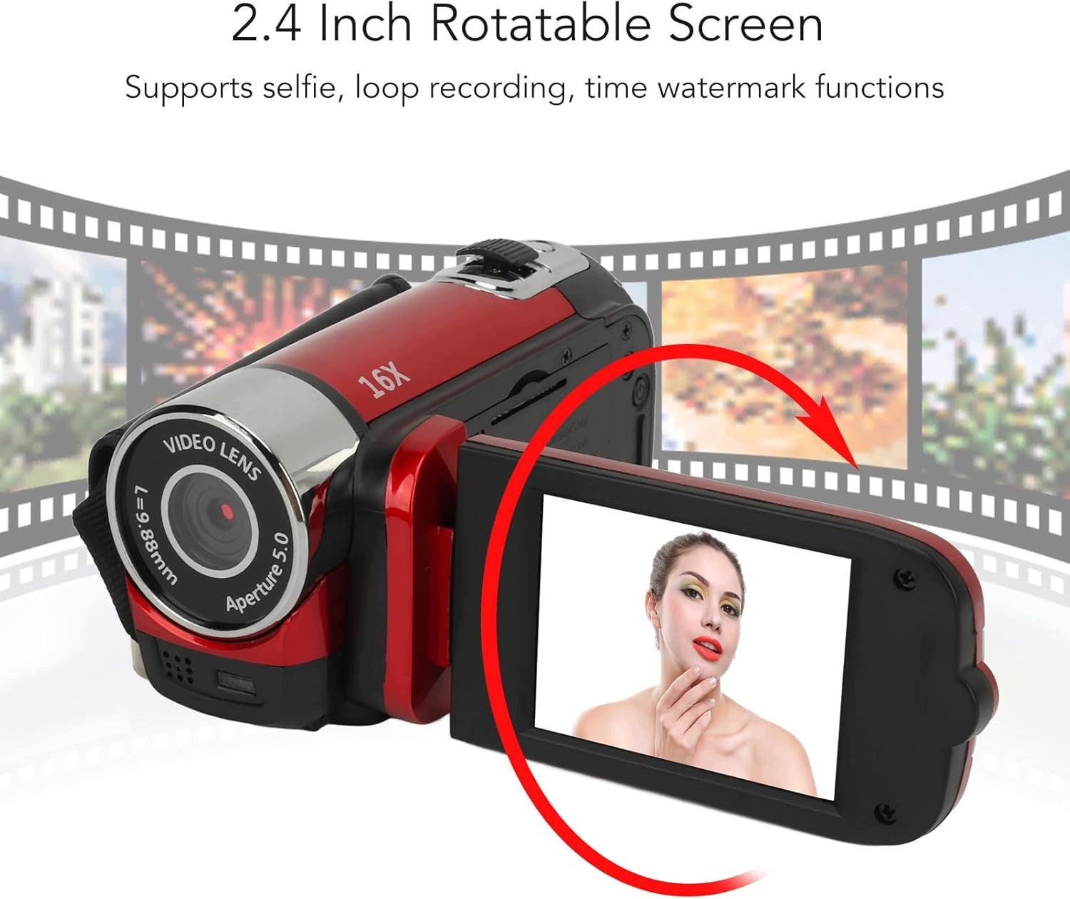 16MP 1080P DIGITAL CAMERA ROTATING ZOOM SCREEN 16X LIGHT Resolution 32 Mpx